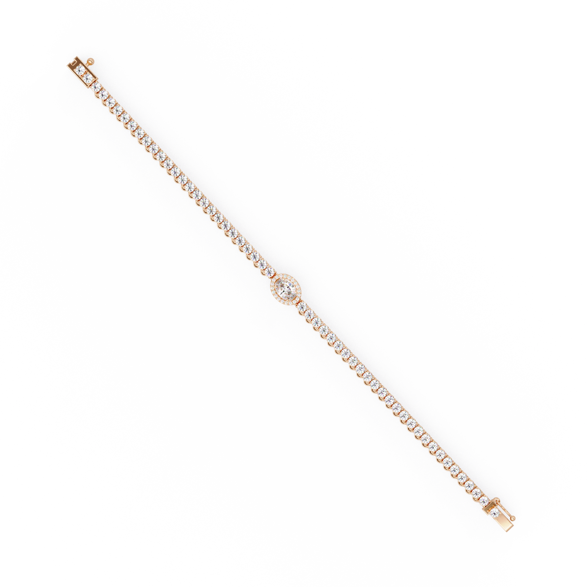 Oval Halo Diamond Tennis Bracelet