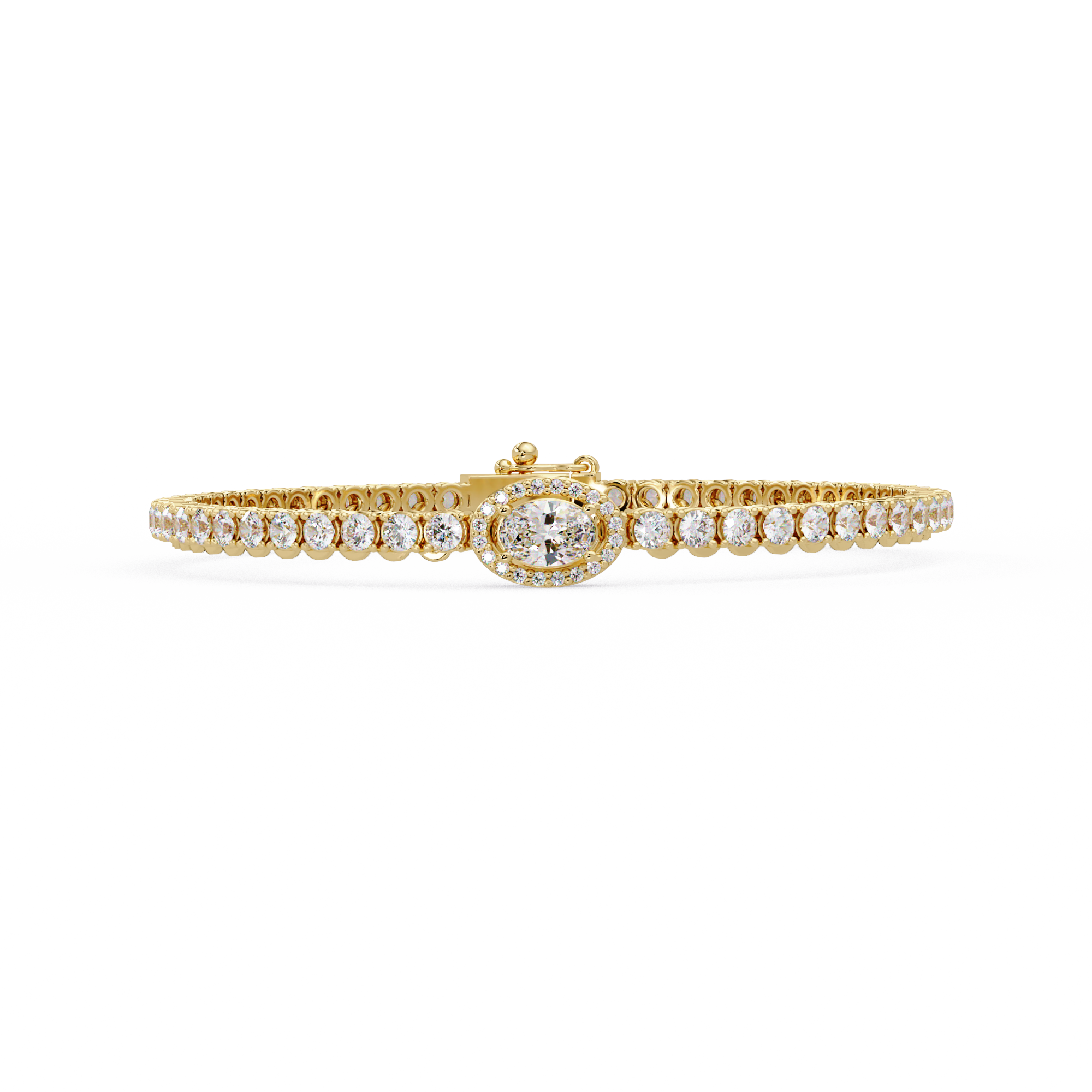 Oval Halo Diamond Tennis Bracelet
