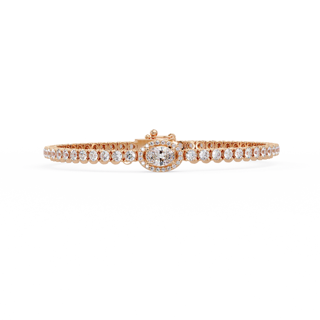 Oval Halo Diamond Tennis Bracelet