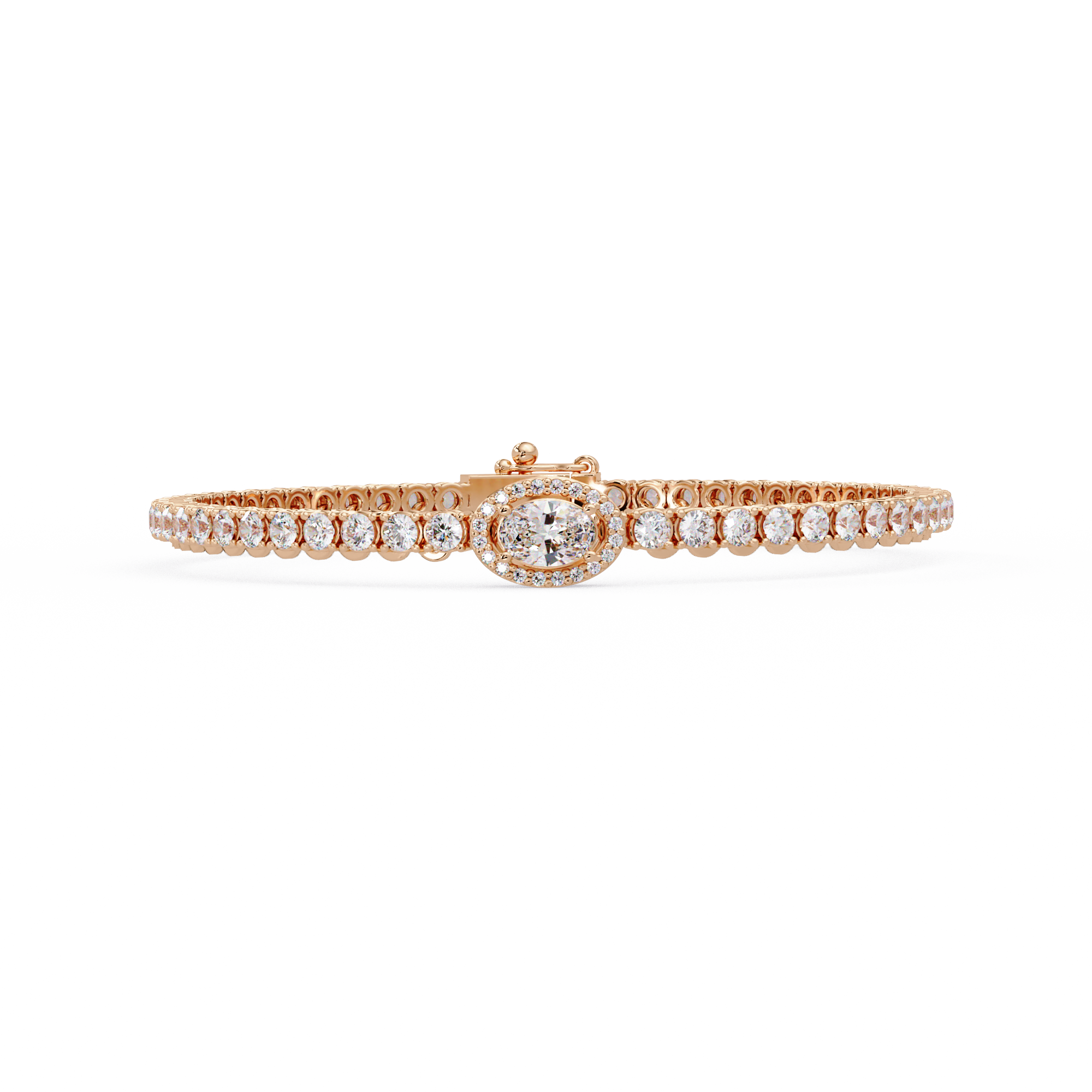 Oval Halo Diamond Tennis Bracelet