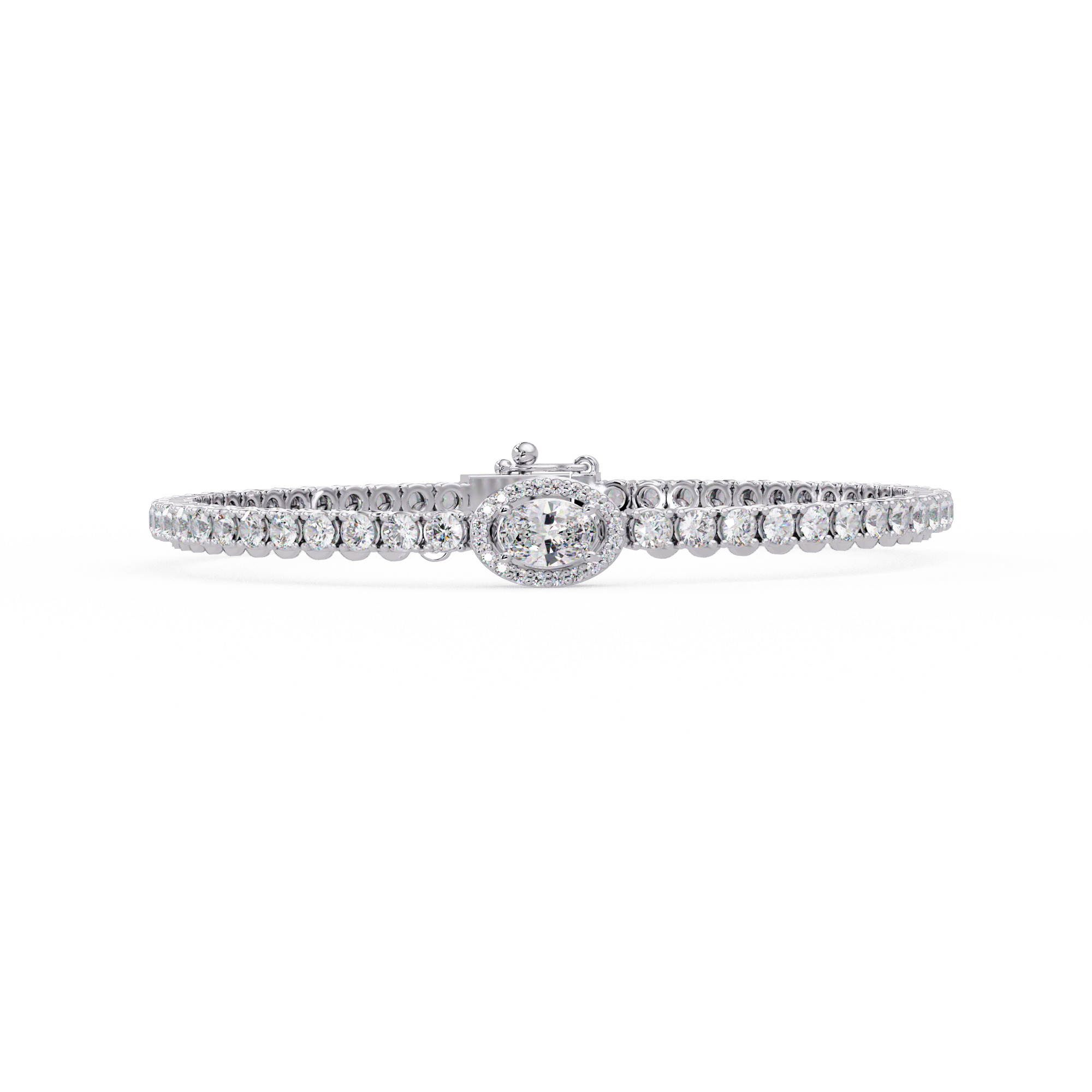 Oval Halo Diamond Tennis Bracelet