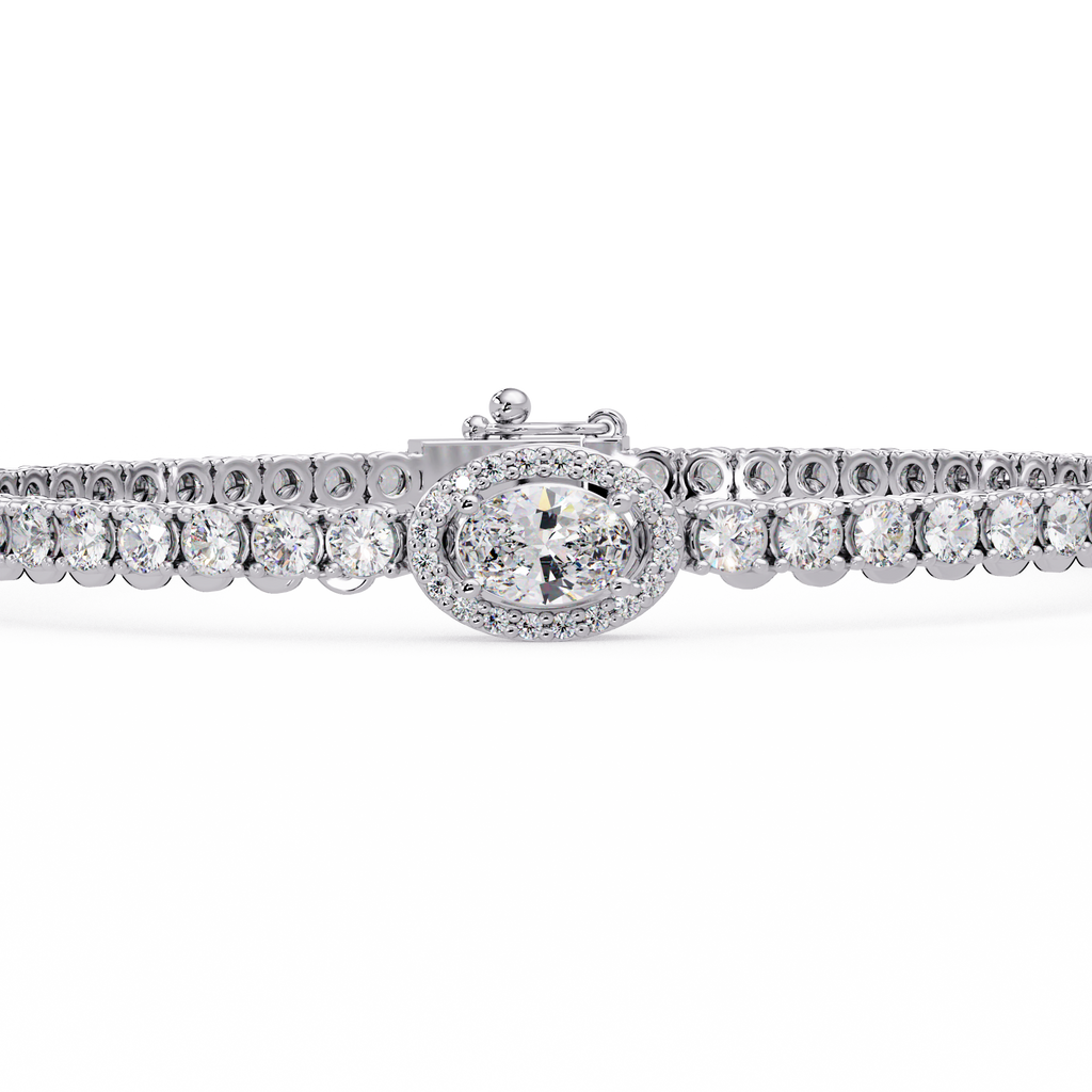 Oval Halo Diamond Tennis Bracelet