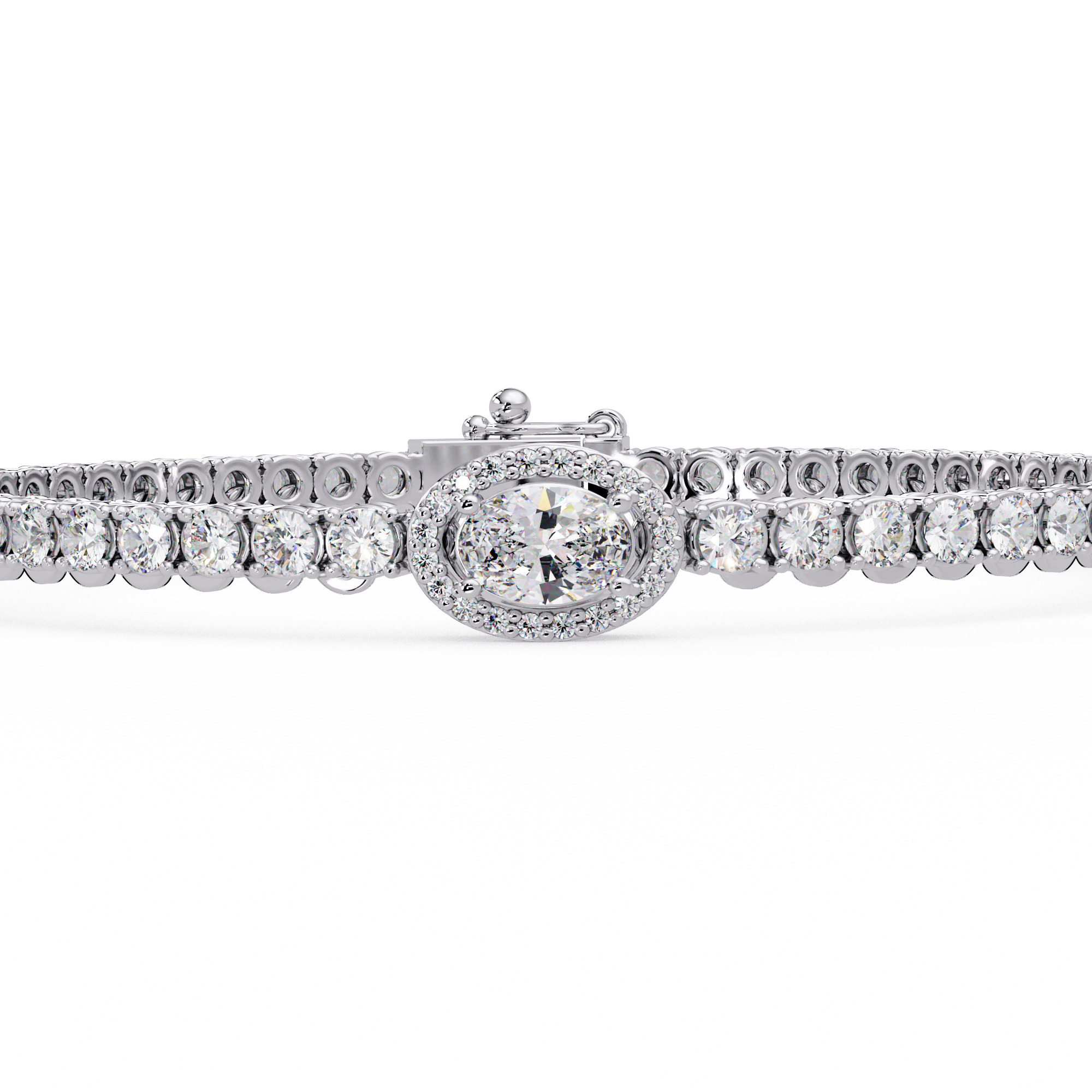 Oval Halo Diamond Tennis Bracelet
