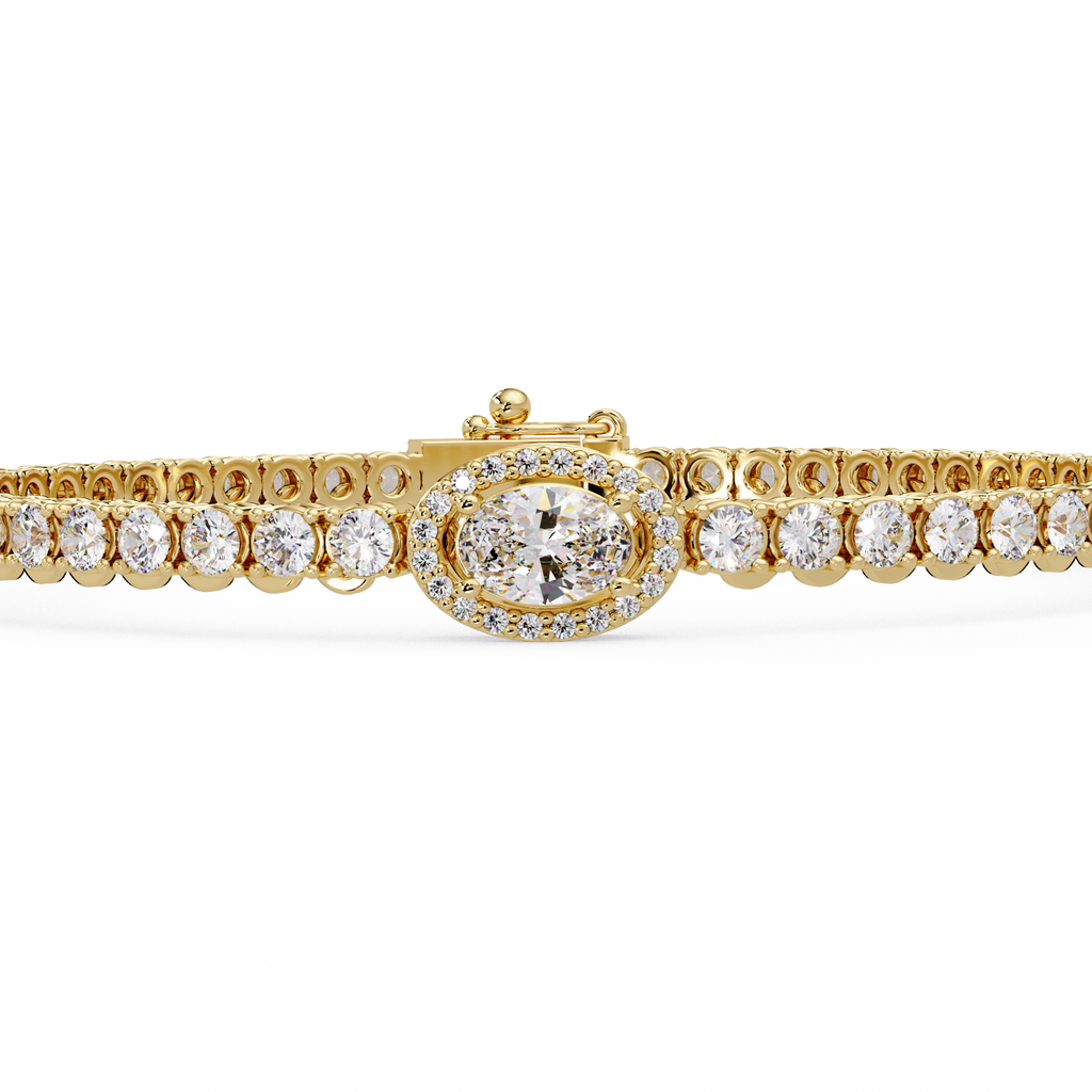 Oval Halo Diamond Tennis Bracelet