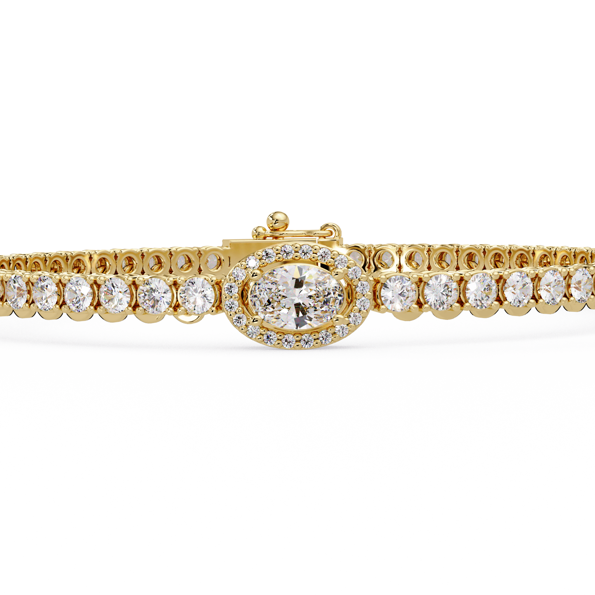 Oval Halo Diamond Tennis Bracelet
