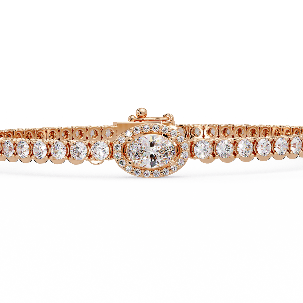 Oval Halo Diamond Tennis Bracelet