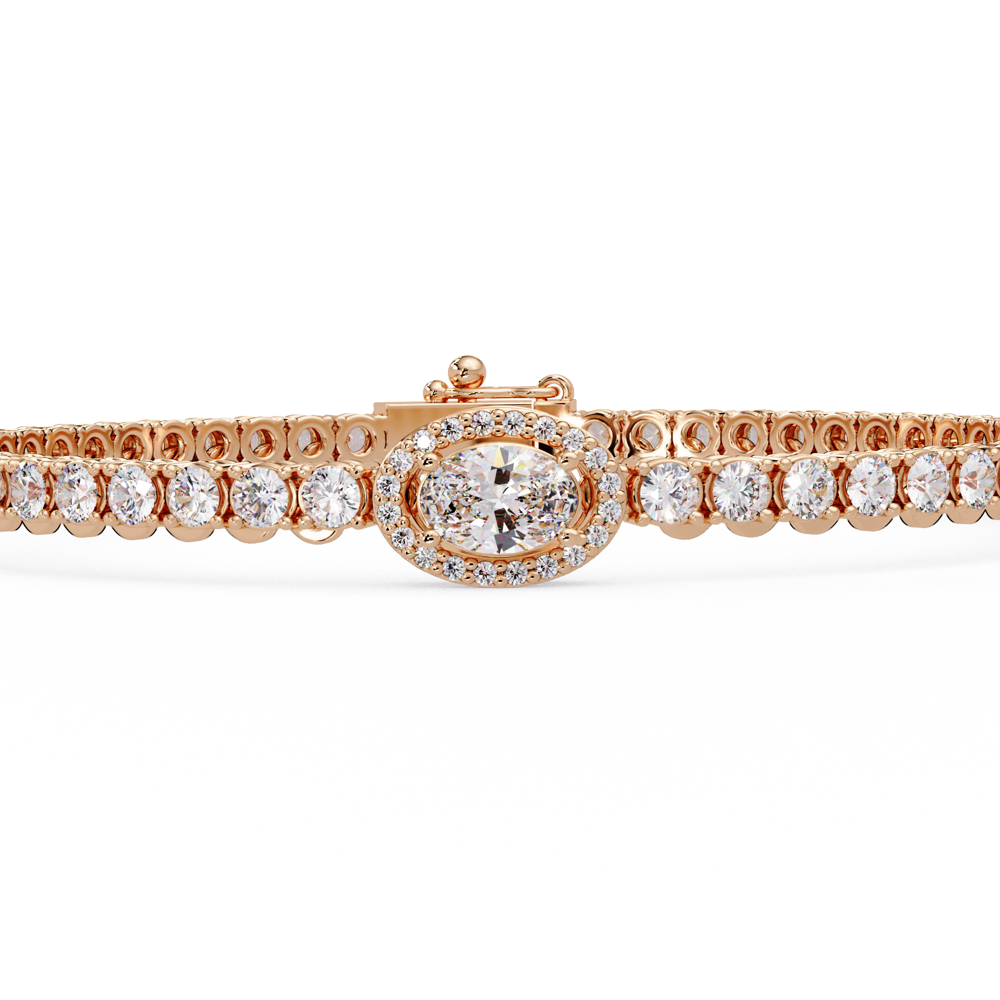 Oval Halo Diamond Tennis Bracelet
