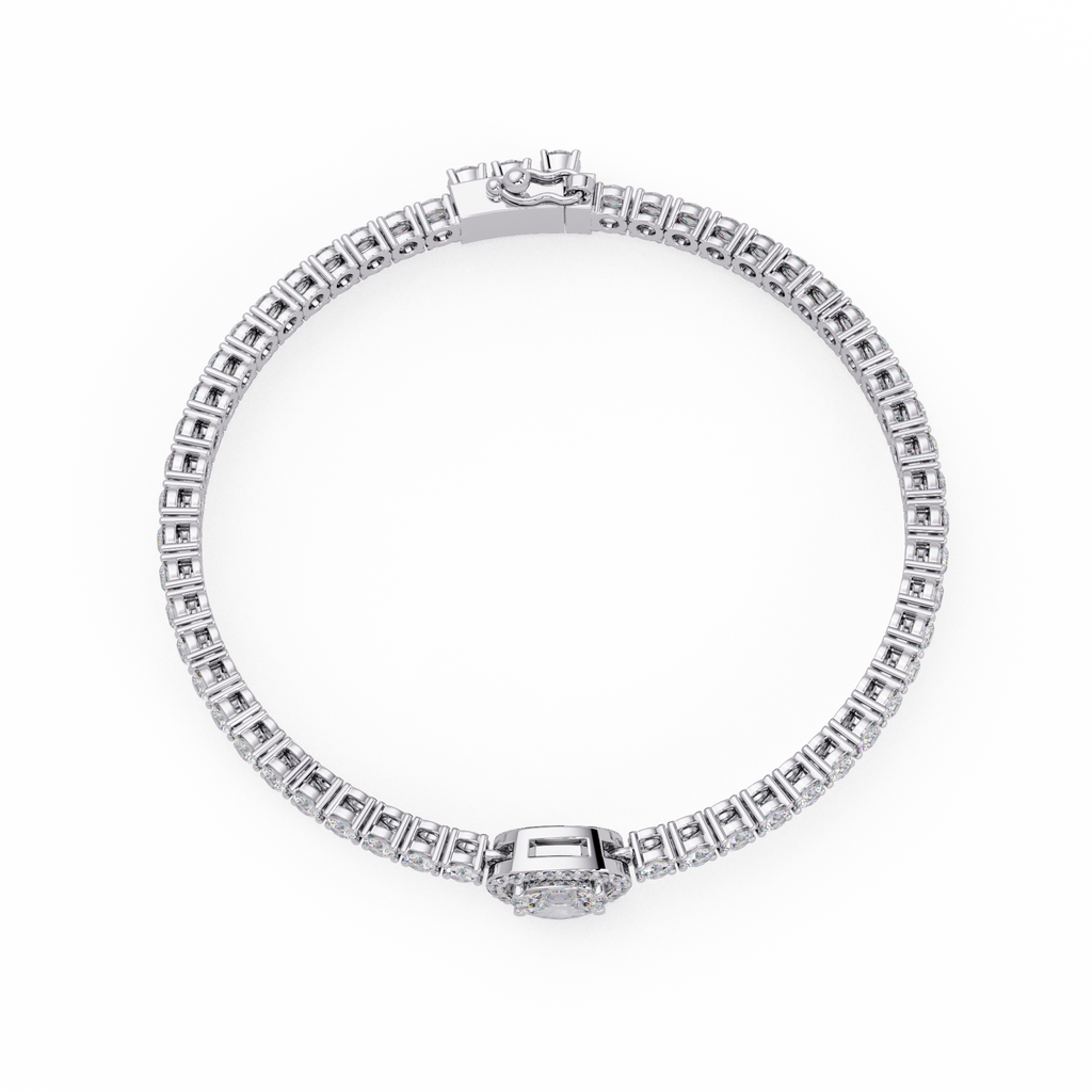 Oval Halo Diamond Tennis Bracelet