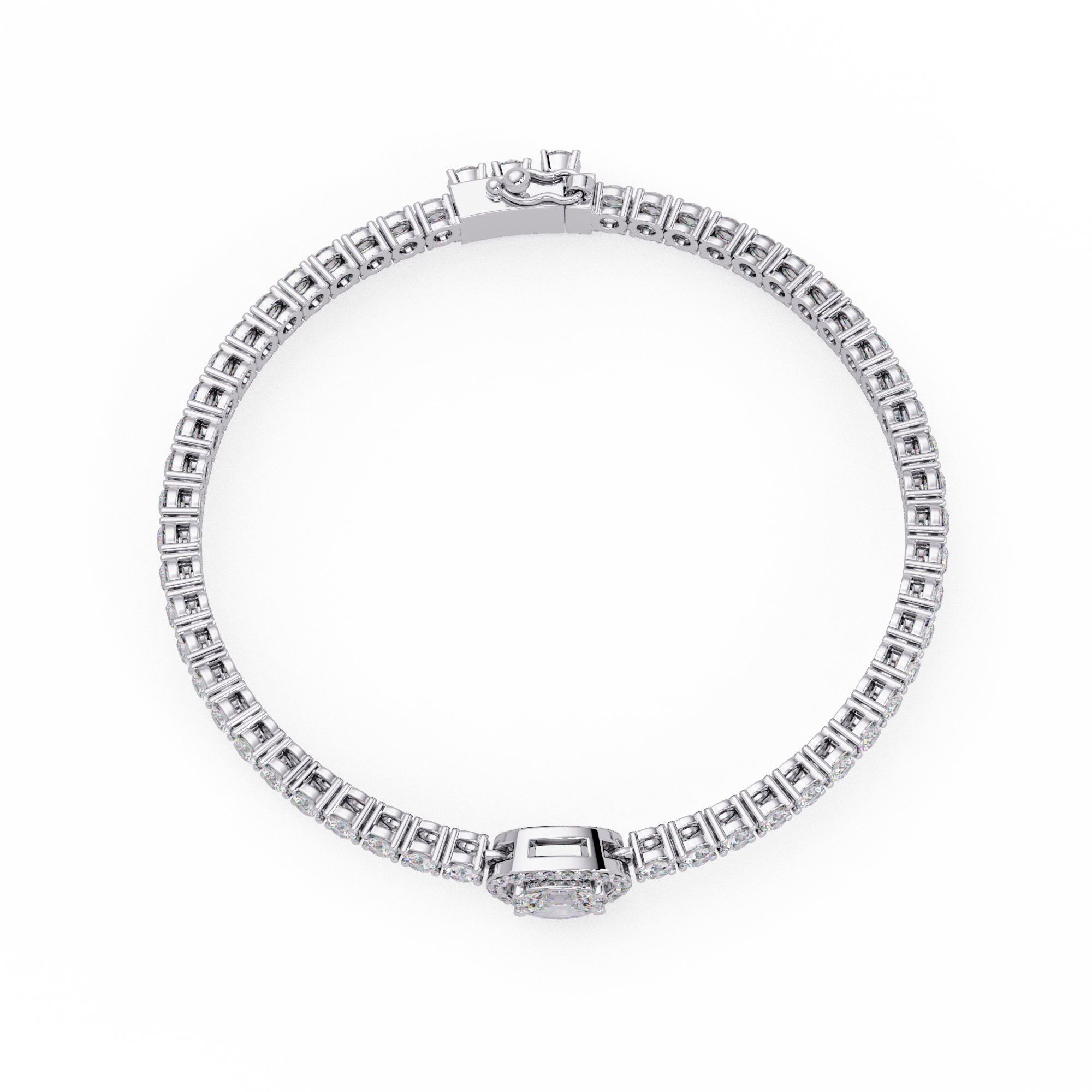 Oval Halo Diamond Tennis Bracelet
