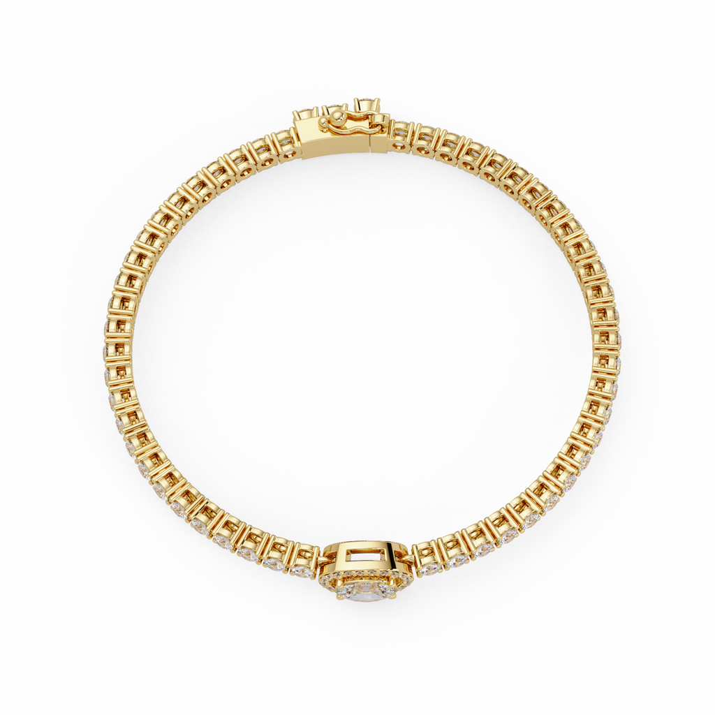 Oval Halo Diamond Tennis Bracelet