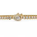 Pear Shape Halo Diamond Tennis Bracelet with Round Center Diamond