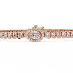 Pear Shape Halo Diamond Tennis Bracelet with Round Center Diamond