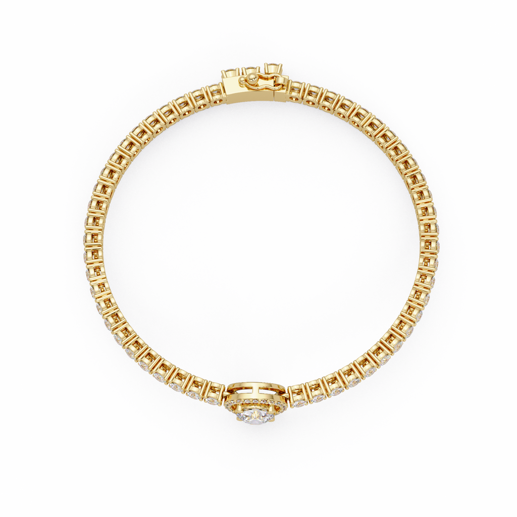 Round Halo Diamond Tennis Bracelet