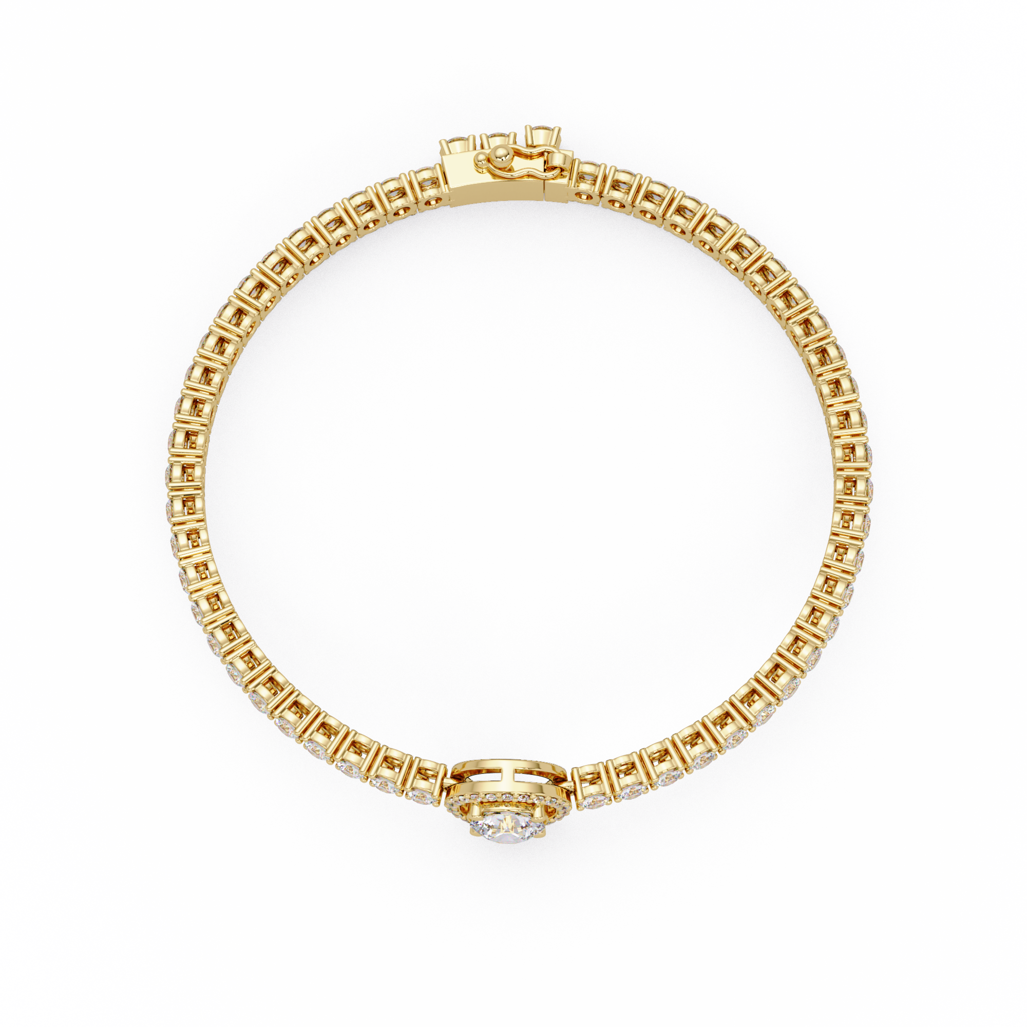 Round Halo Diamond Tennis Bracelet