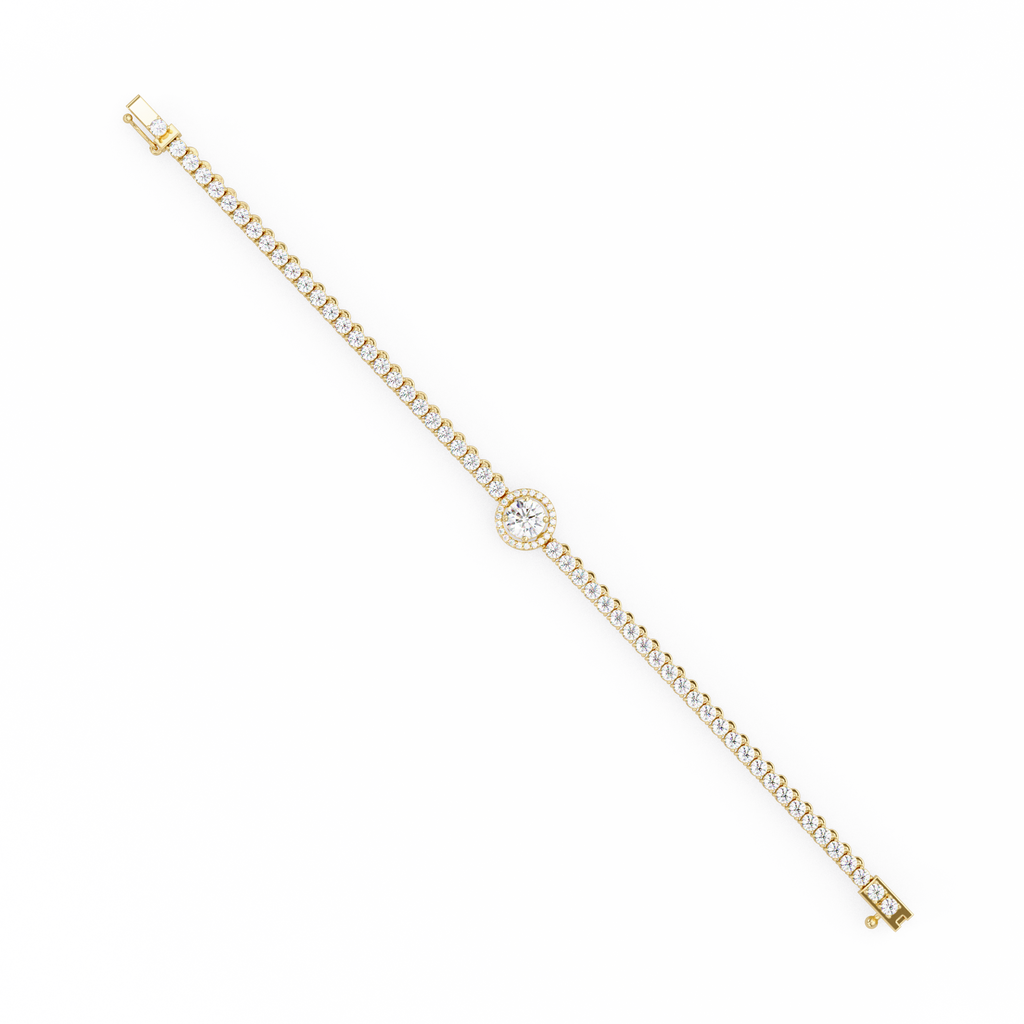Round Halo Diamond Tennis Bracelet