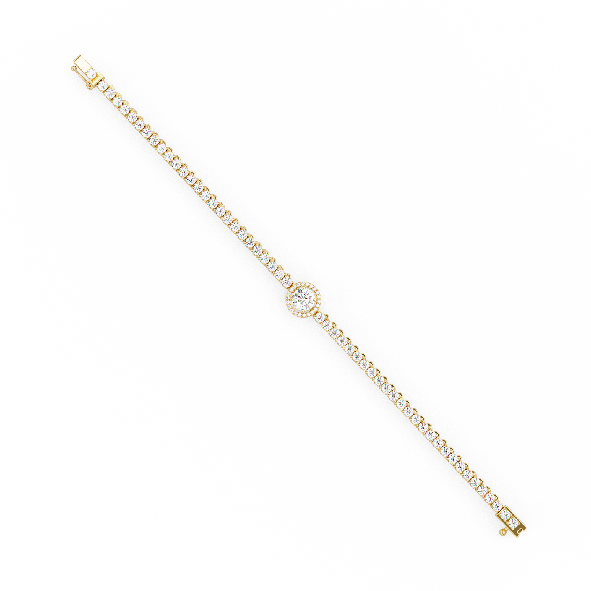 Round Halo Diamond Tennis Bracelet
