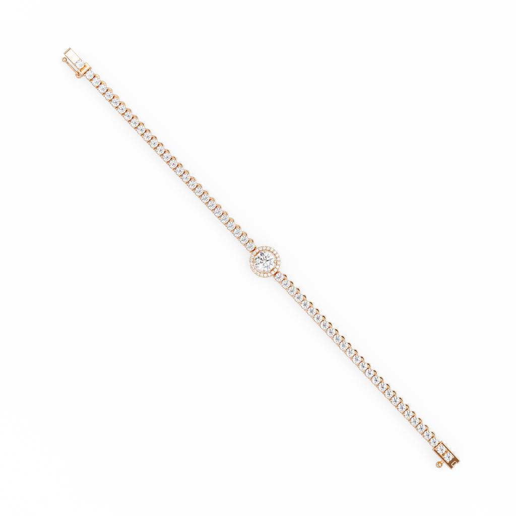 Round Halo Diamond Tennis Bracelet