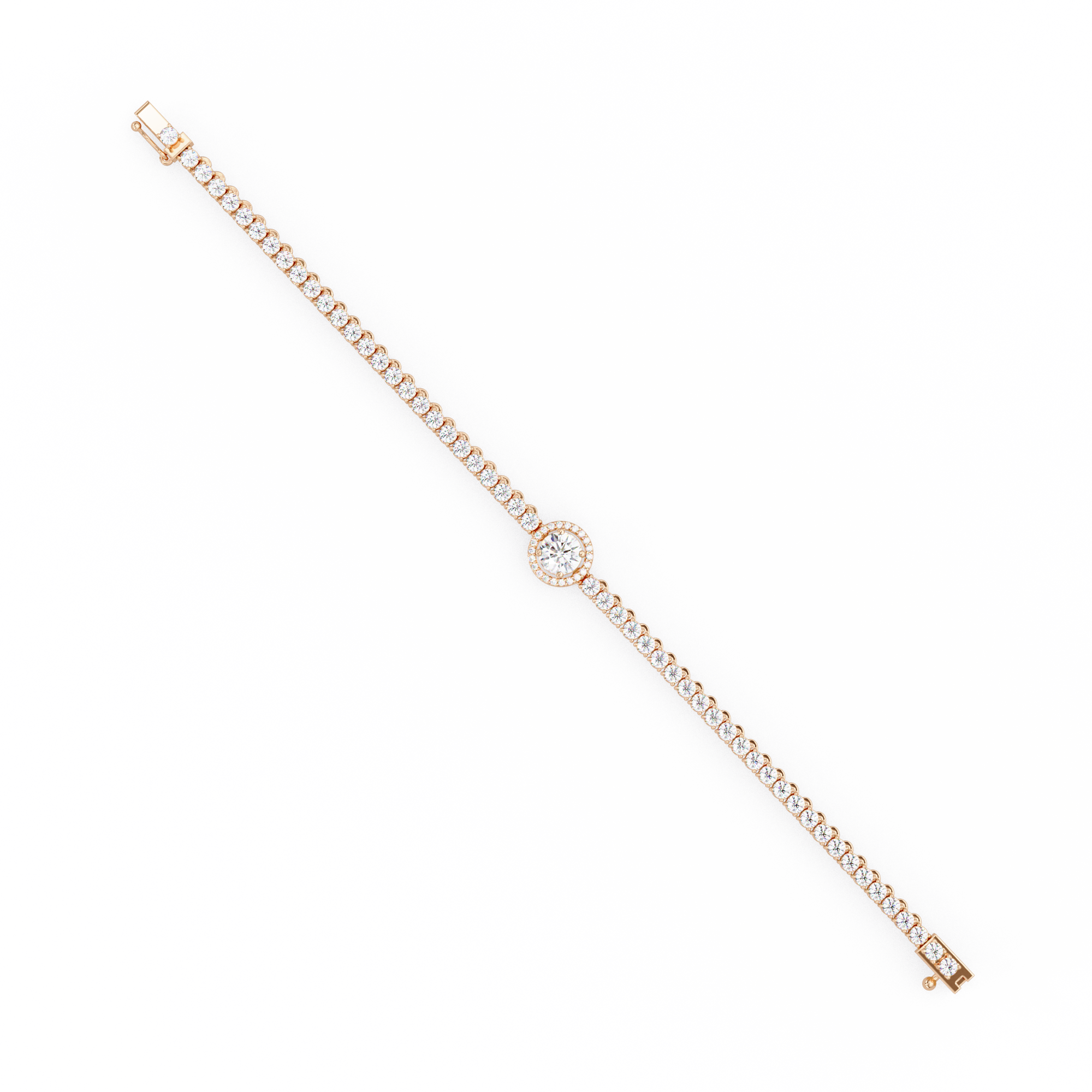 Round Halo Diamond Tennis Bracelet