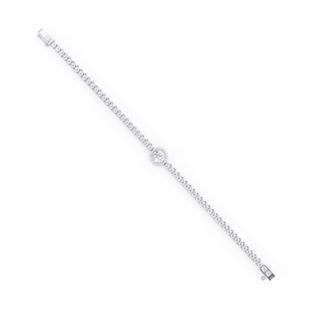 Round Halo Diamond Tennis Bracelet
