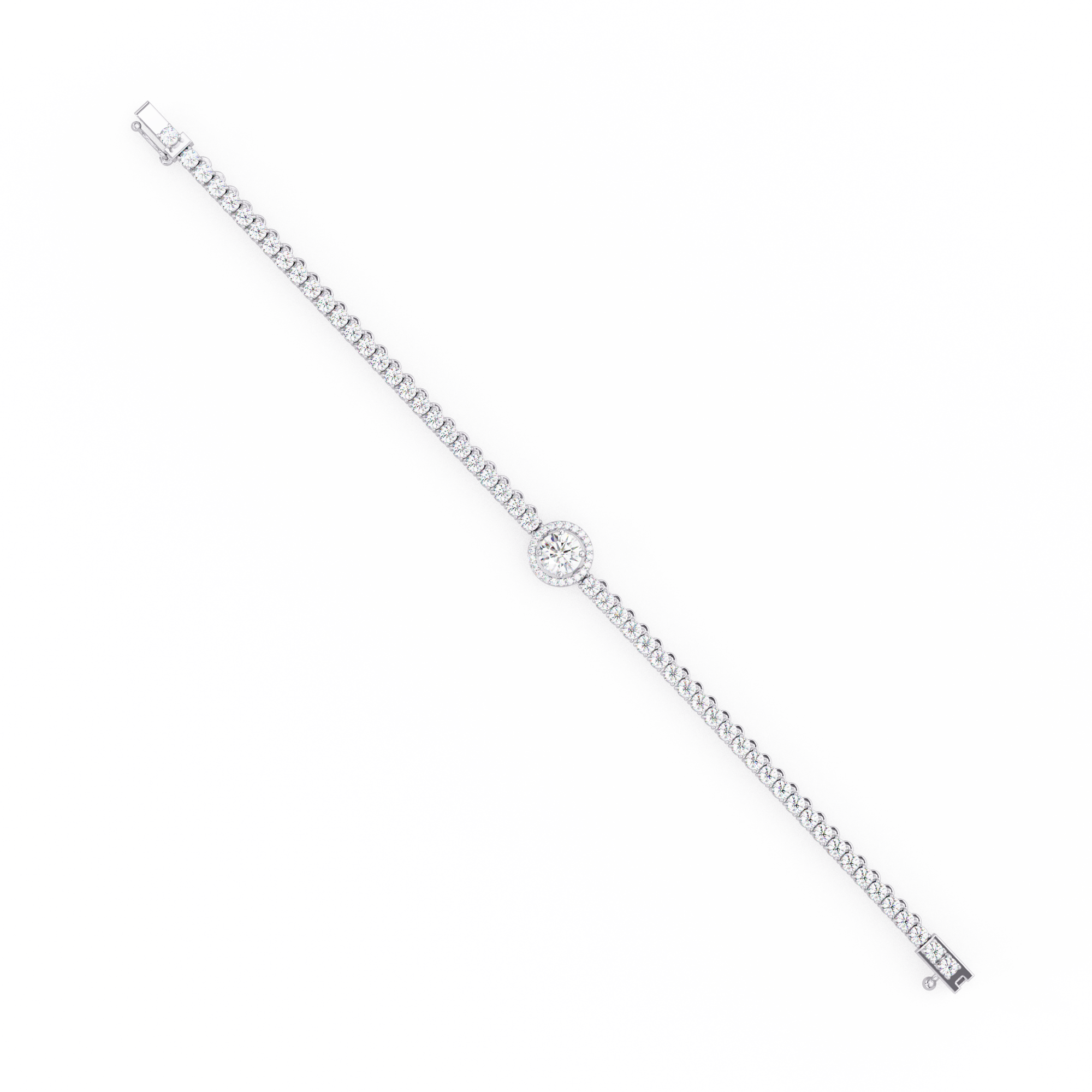 Round Halo Diamond Tennis Bracelet