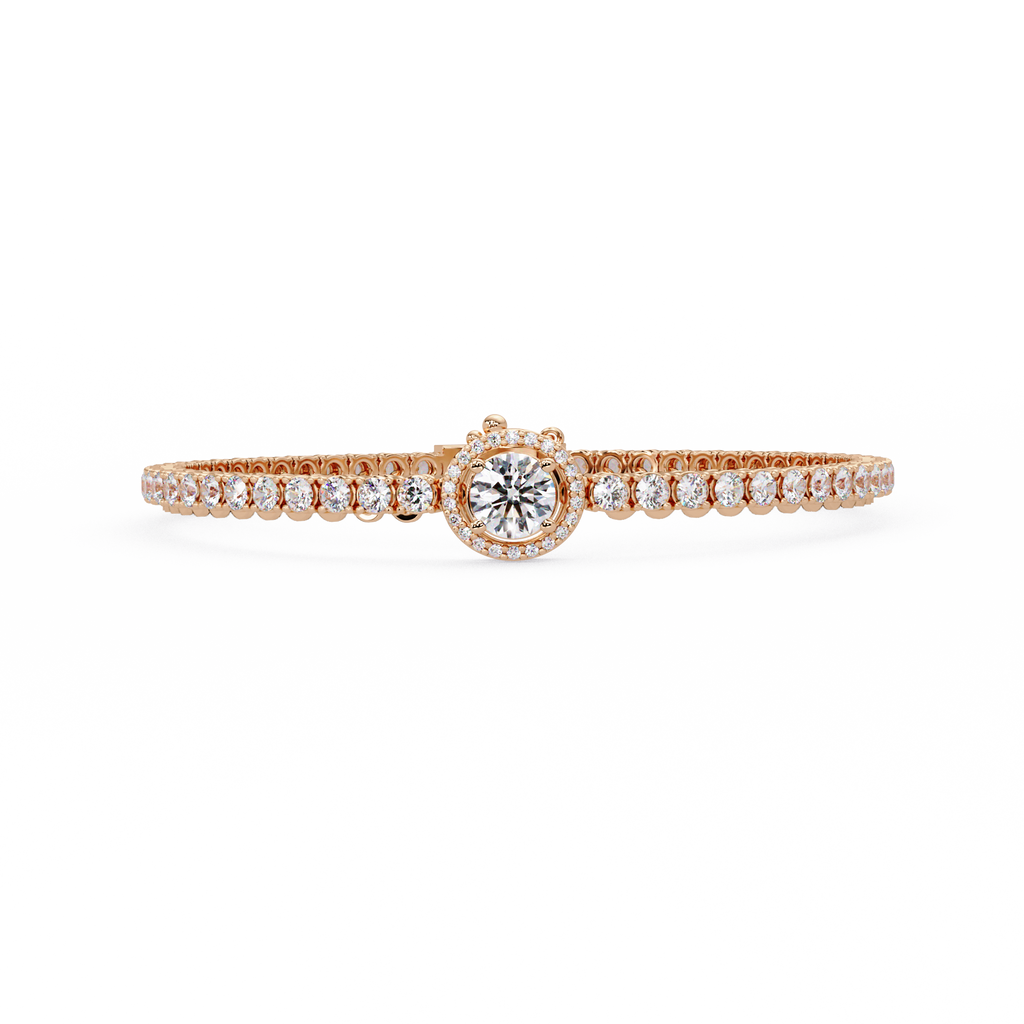 Round Halo Diamond Tennis Bracelet