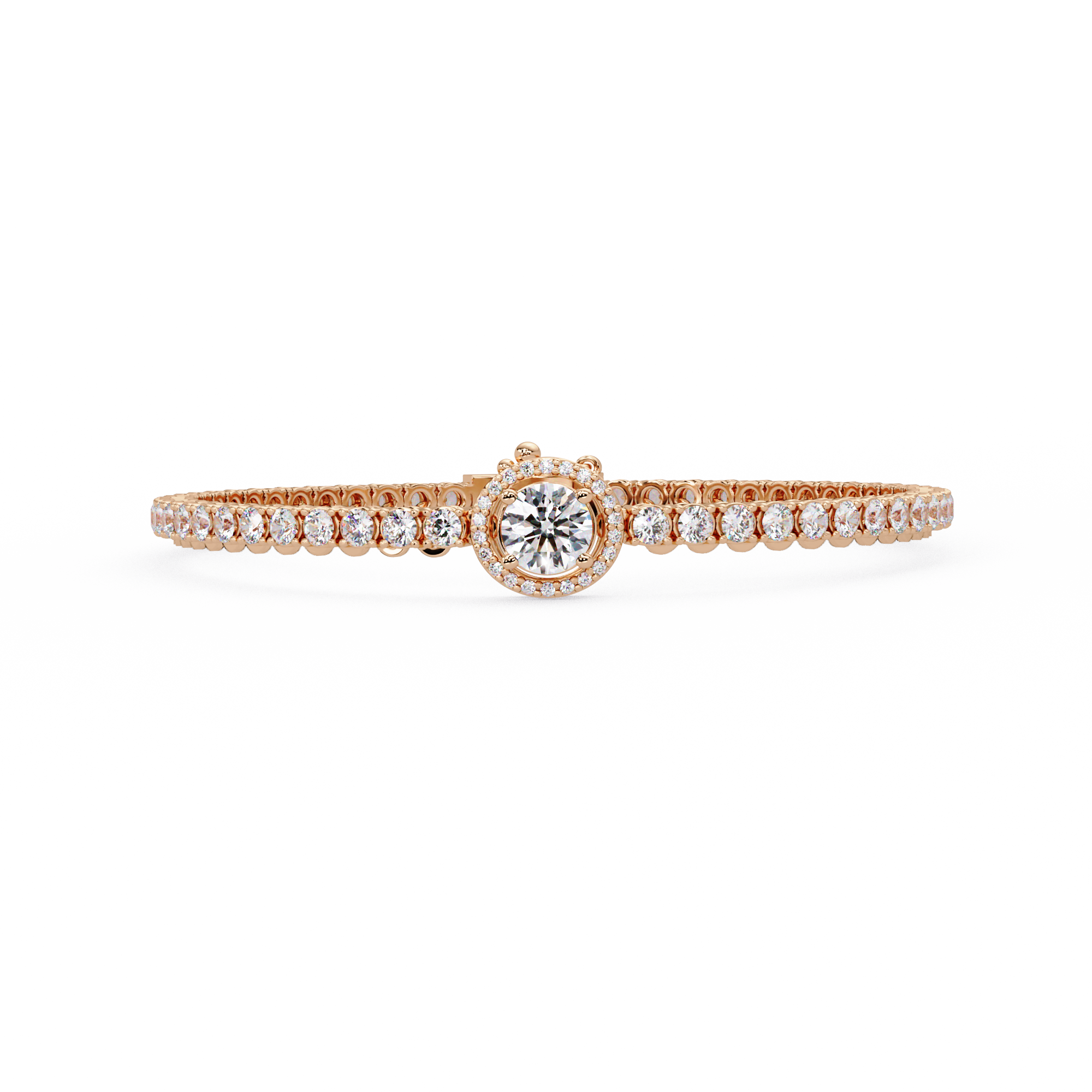 Round Halo Diamond Tennis Bracelet