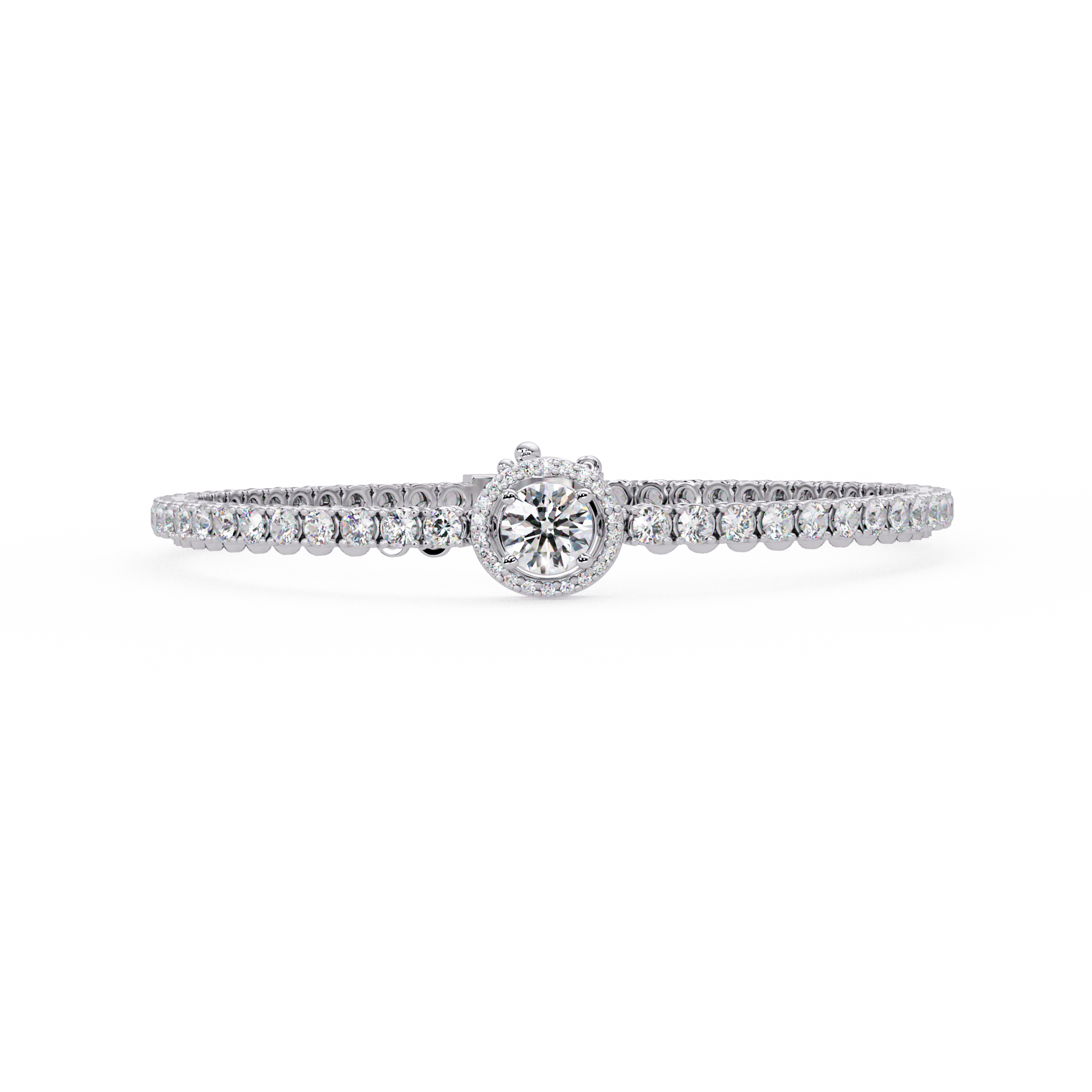 Round Halo Diamond Tennis Bracelet