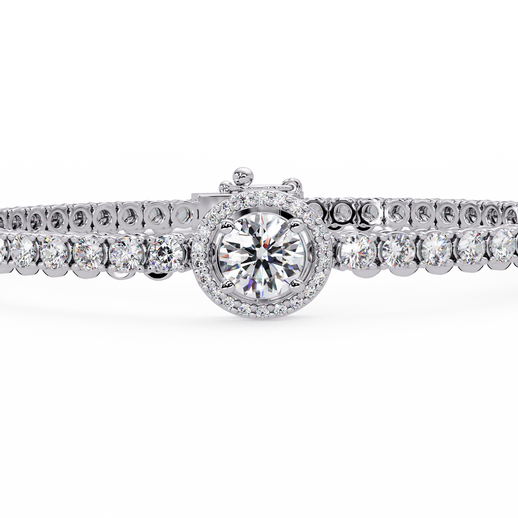 Round Halo Diamond Tennis Bracelet