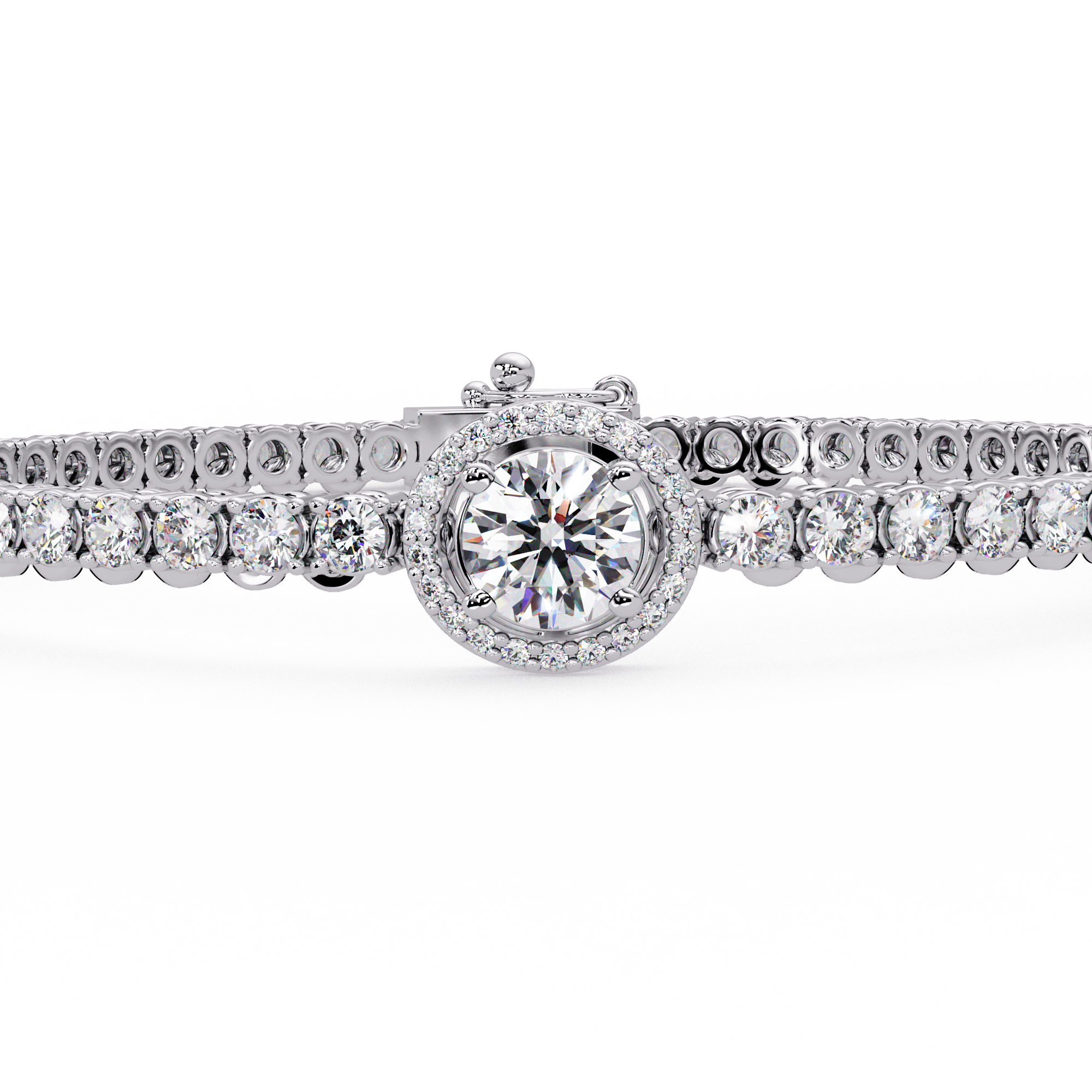 Round Halo Diamond Tennis Bracelet