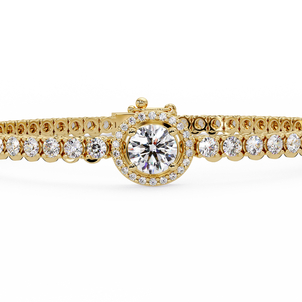 Round Halo Diamond Tennis Bracelet
