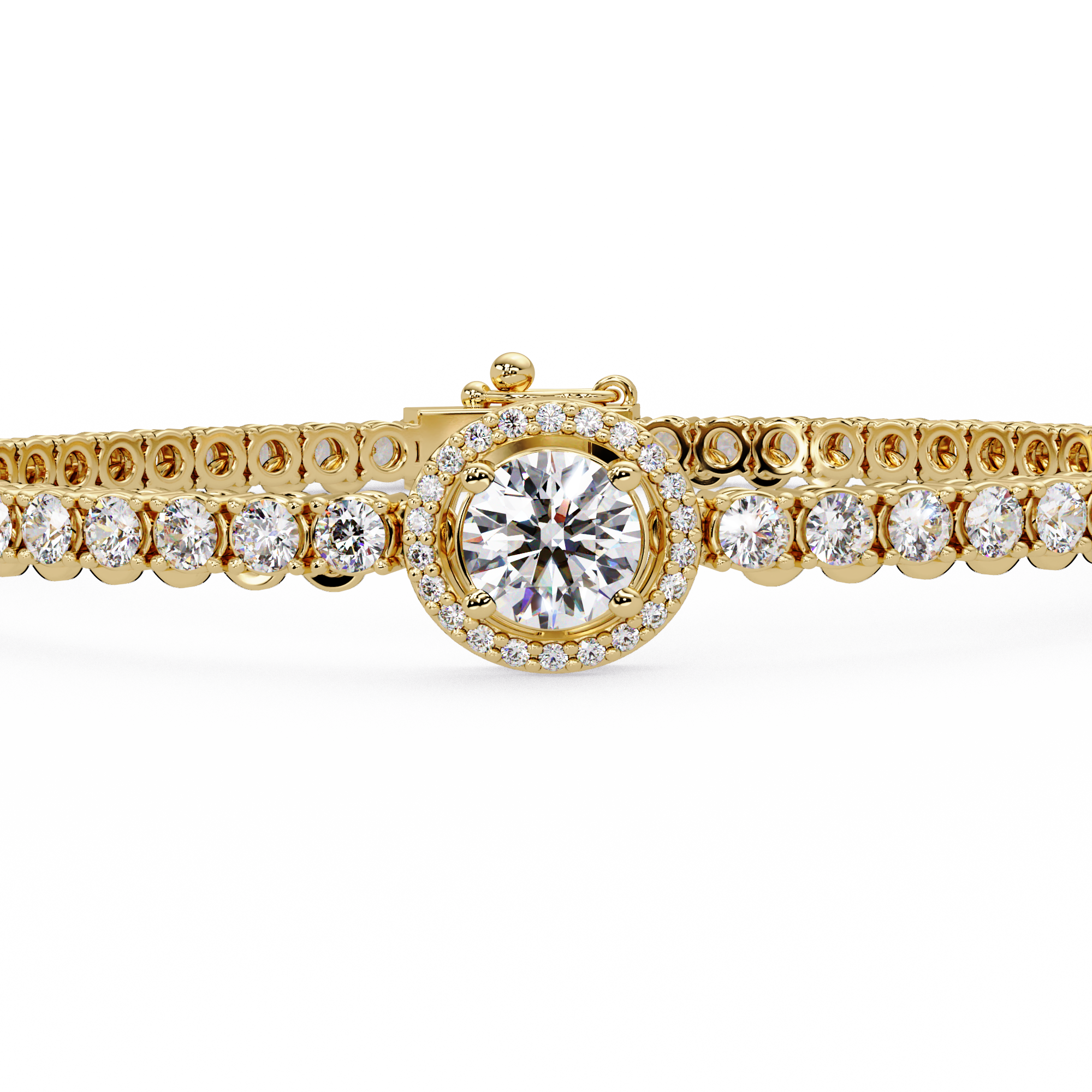 Round Halo Diamond Tennis Bracelet