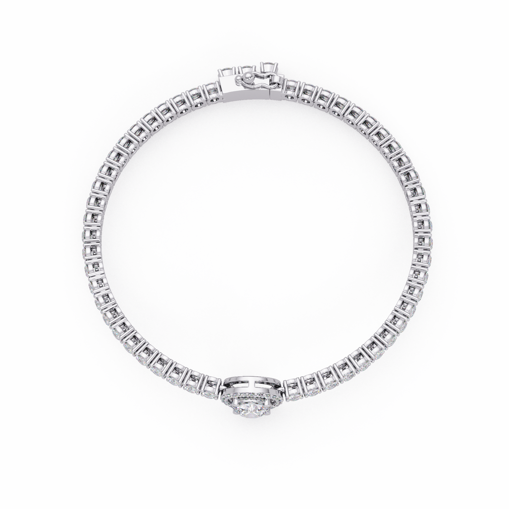 Round Halo Diamond Tennis Bracelet