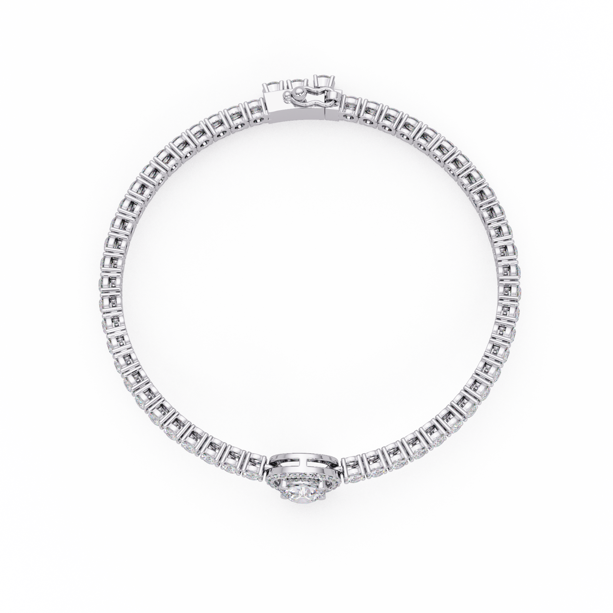 Round Halo Diamond Tennis Bracelet