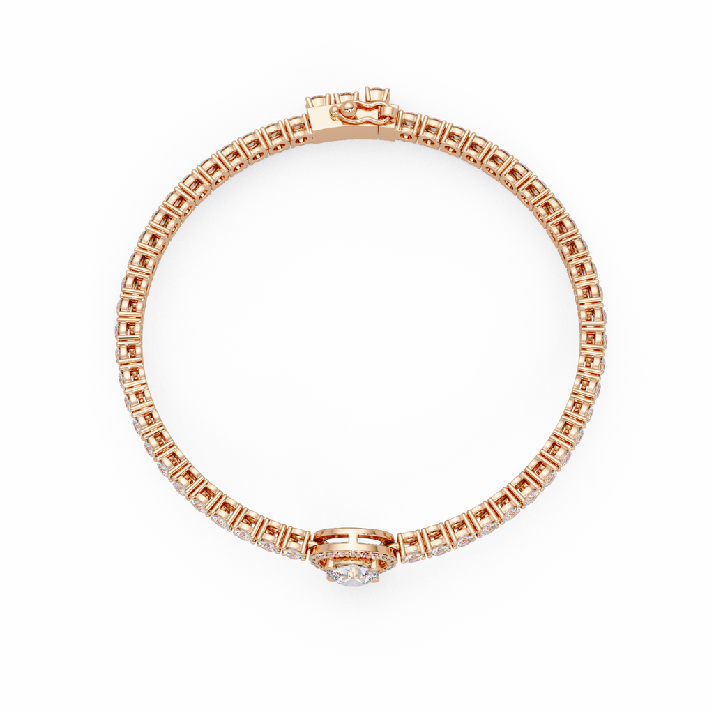 Round Halo Diamond Tennis Bracelet