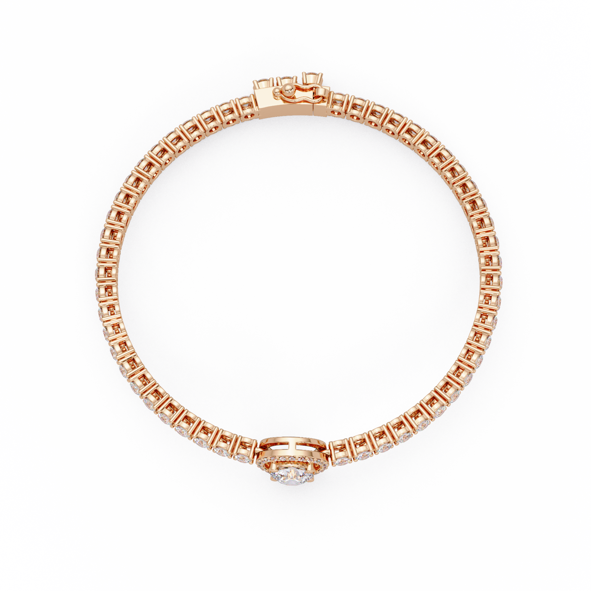 Round Halo Diamond Tennis Bracelet