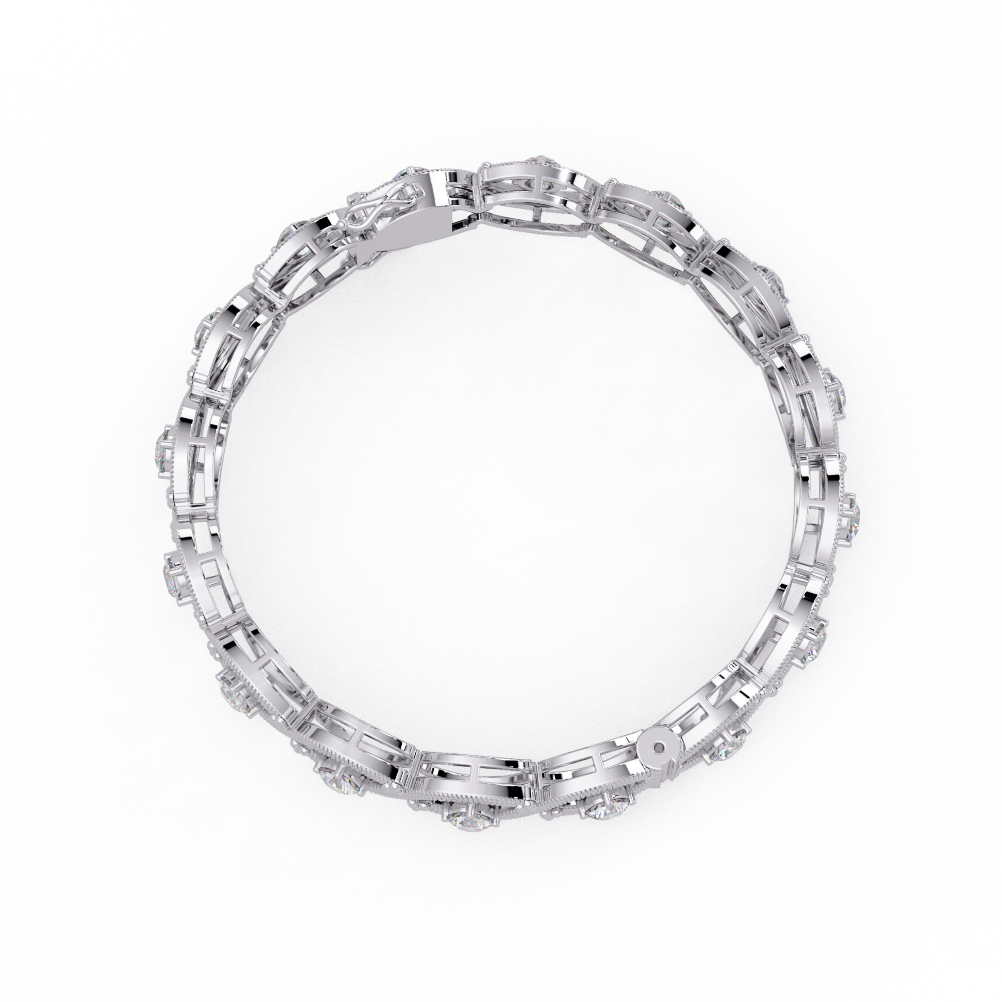 Round Diamond Open-Link Tennis Bracelet