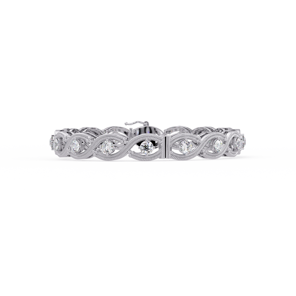 Round Diamond Open-Link Tennis Bracelet