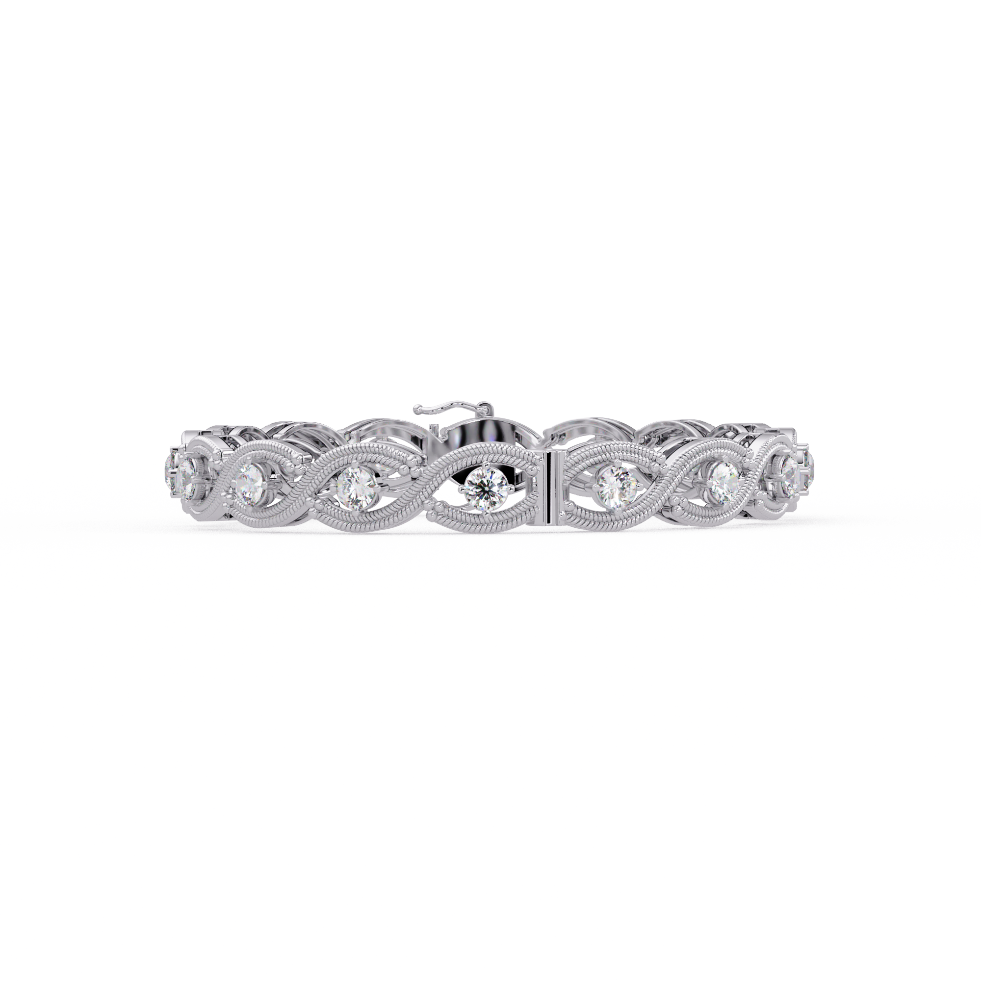 Round Diamond Open-Link Tennis Bracelet