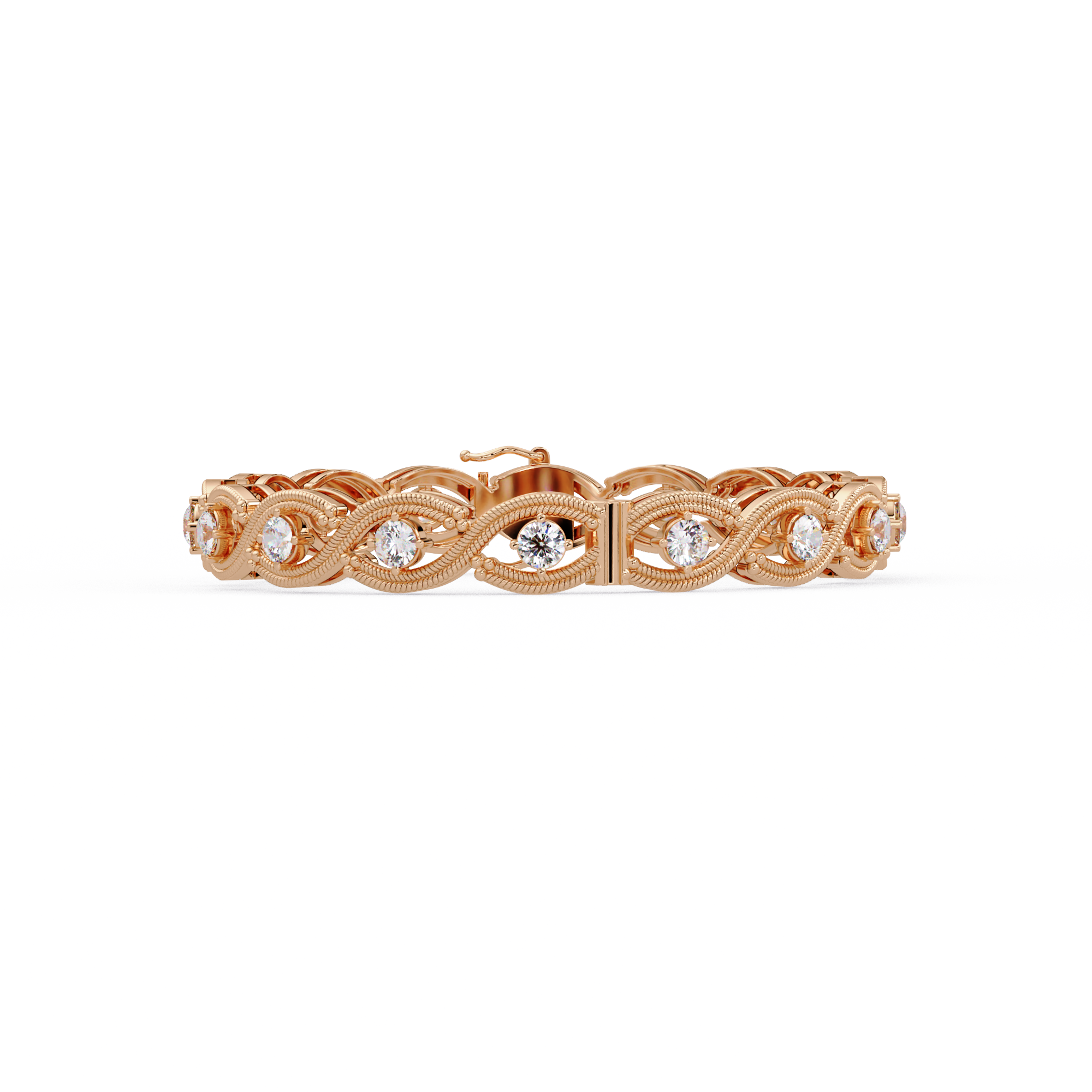 Round Diamond Open-Link Tennis Bracelet