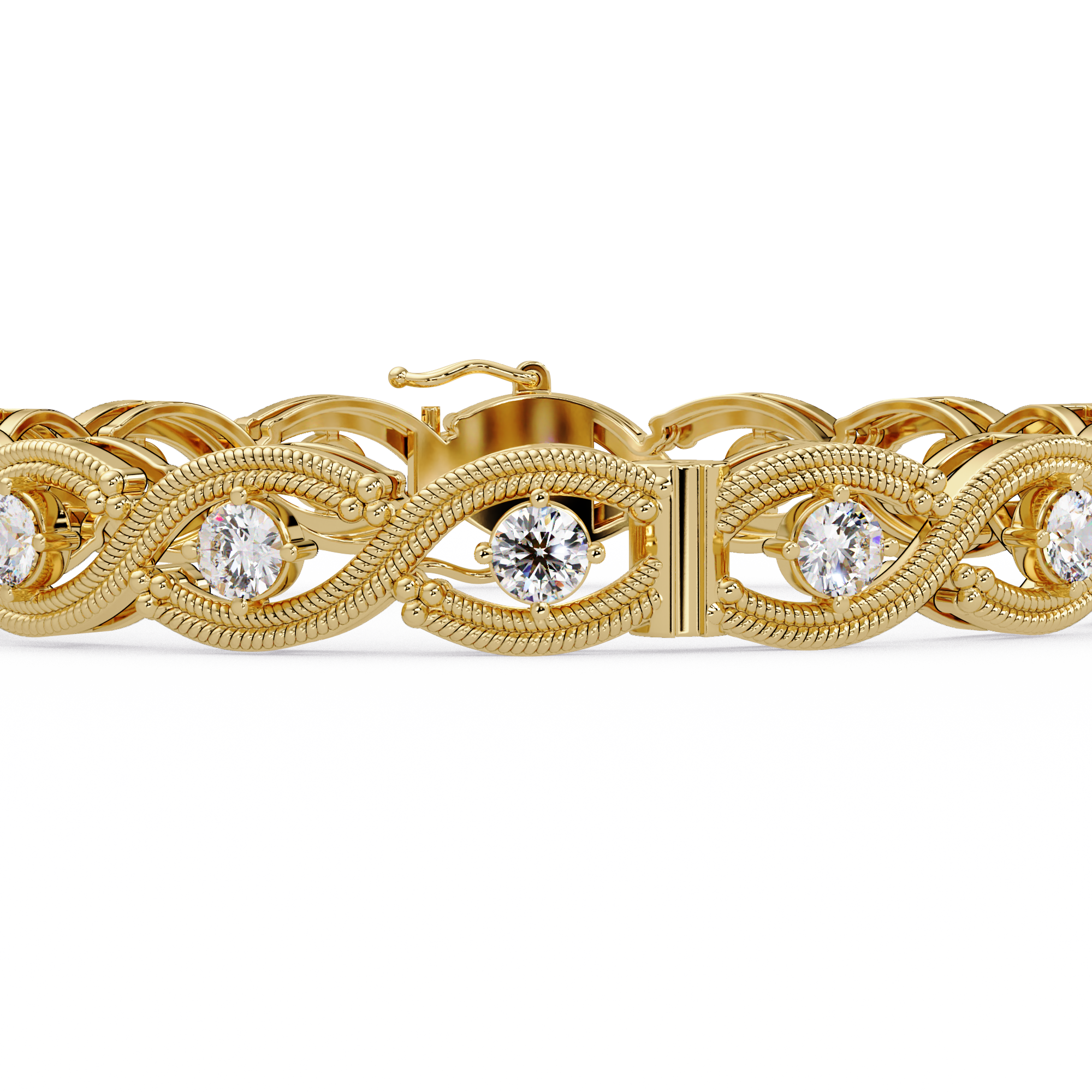 Round Diamond Open-Link Tennis Bracelet