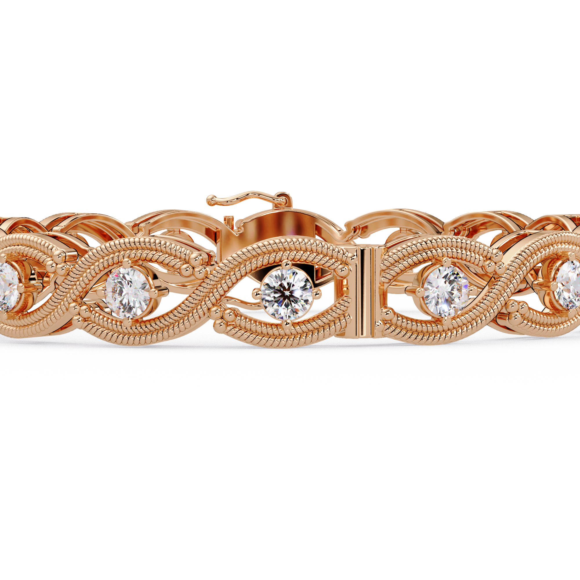 Round Diamond Open-Link Tennis Bracelet