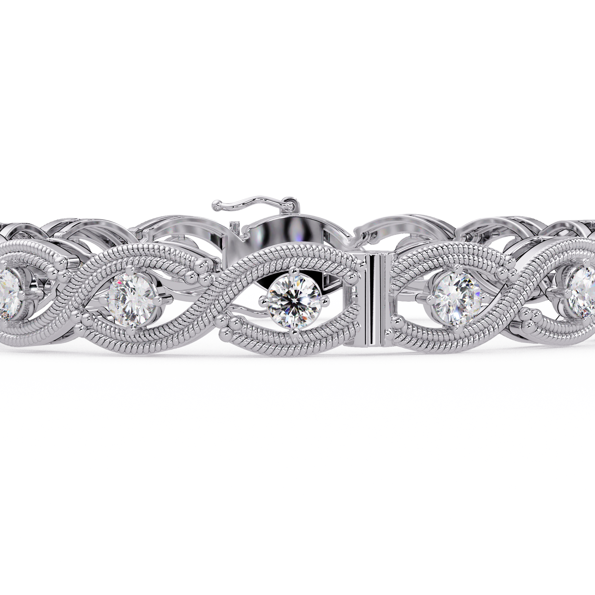 Round Diamond Open-Link Tennis Bracelet