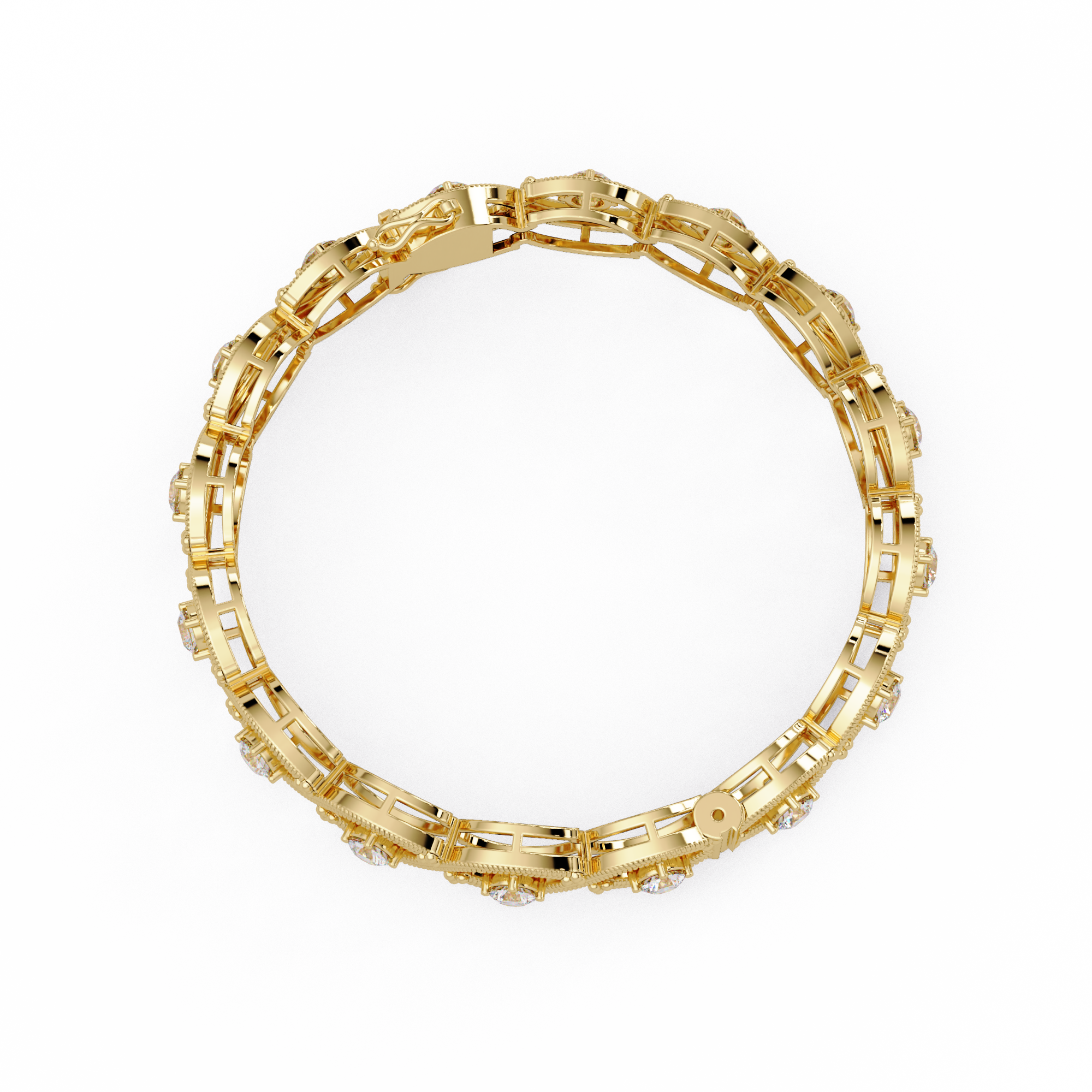 Round Diamond Open-Link Tennis Bracelet