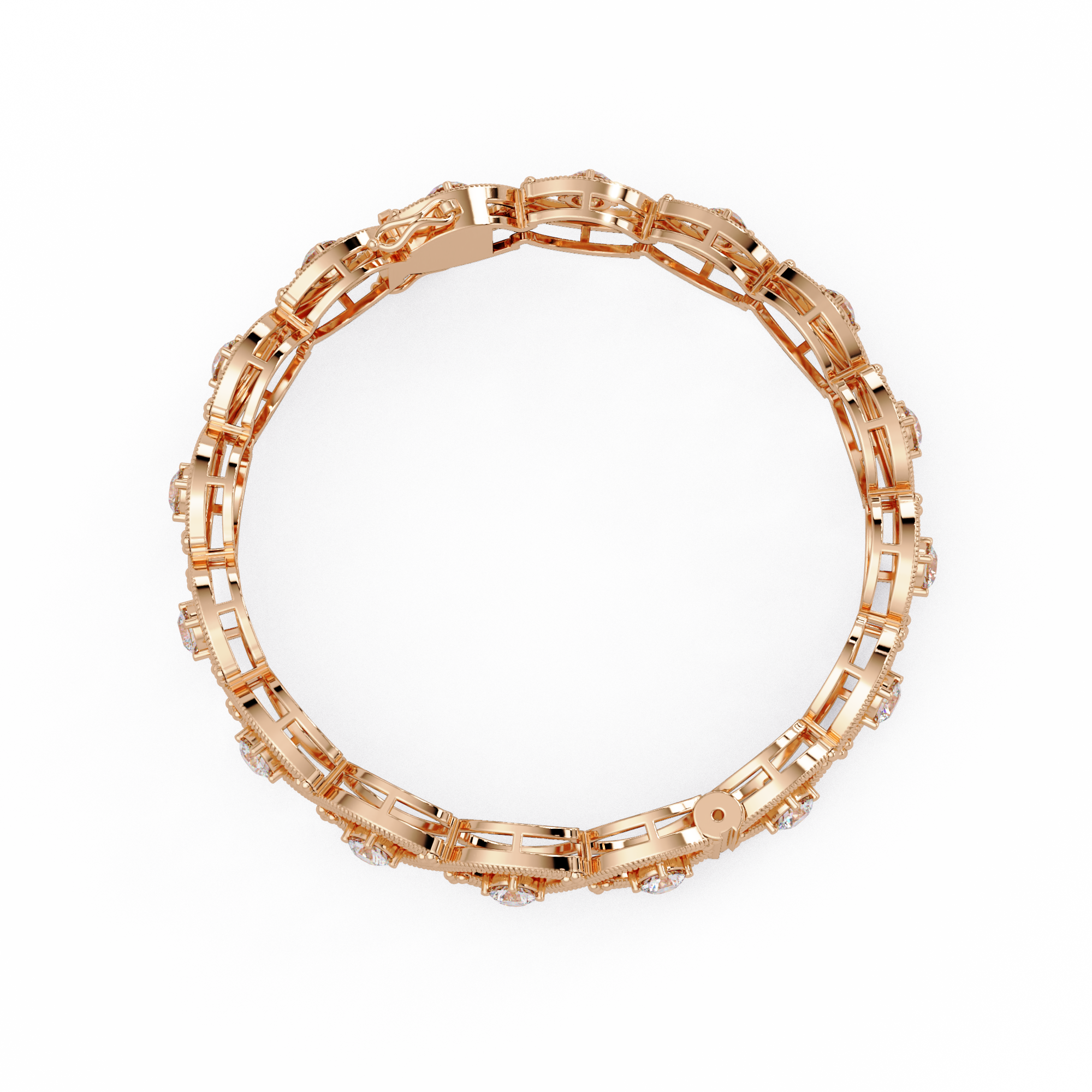 Round Diamond Open-Link Tennis Bracelet