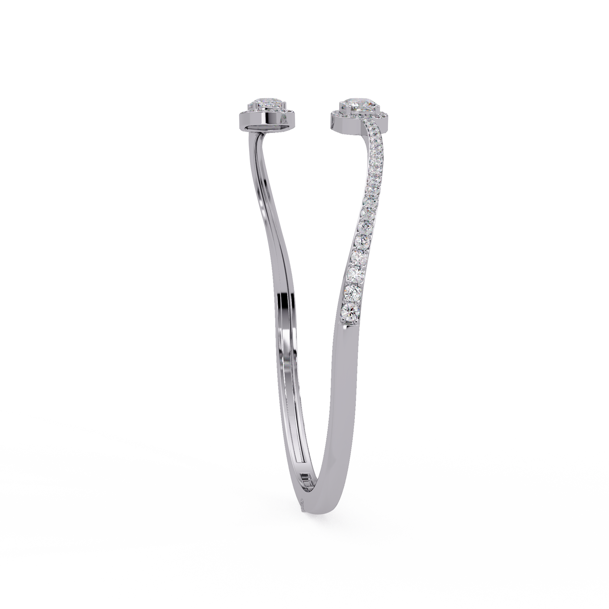 Open Cuff Diamond Bangle Bracelet