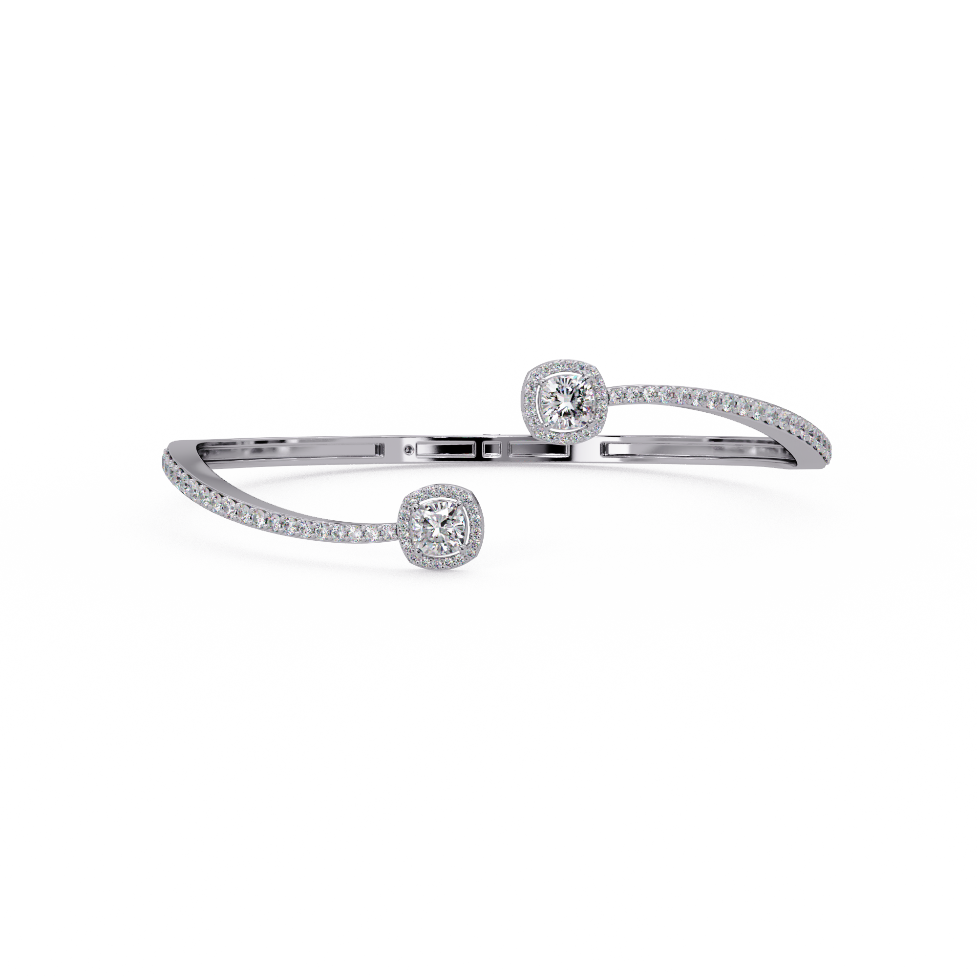 Open Cuff Diamond Bangle Bracelet