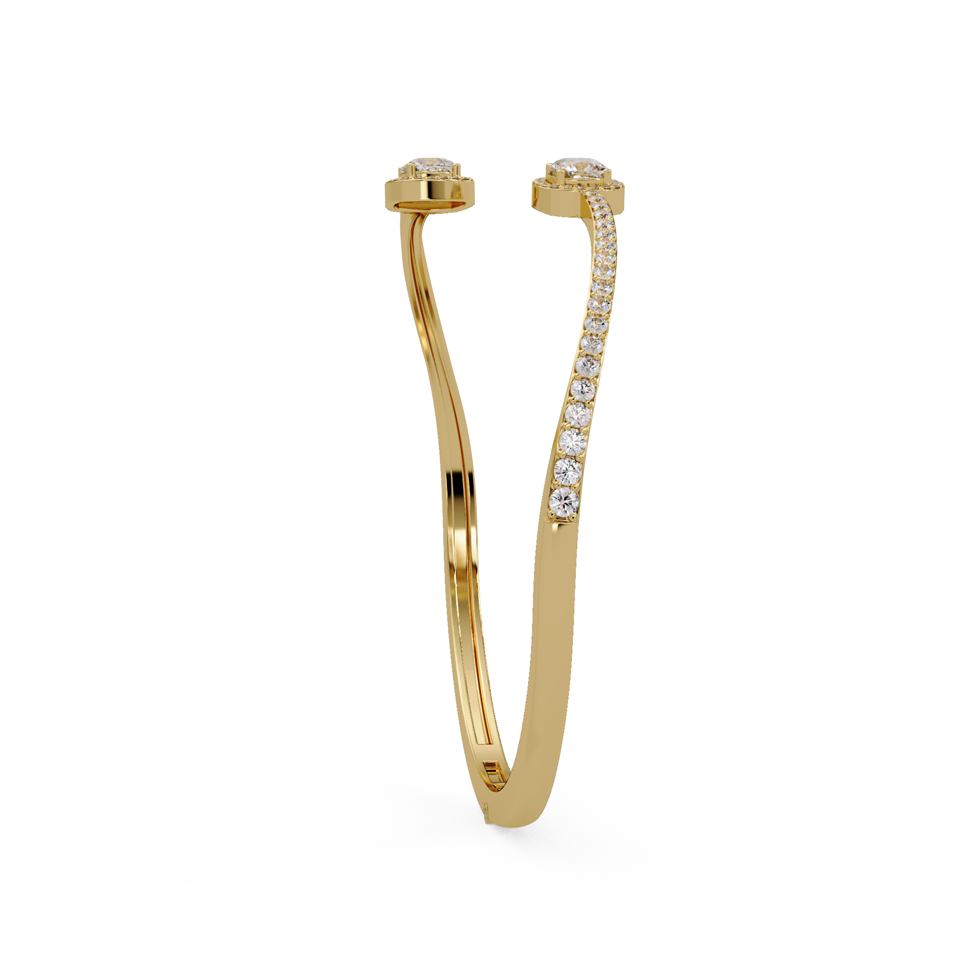 Open Cuff Diamond Bangle Bracelet