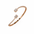 Emerald Cut Diamond Open Cuff Bangle Bracelet