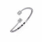 Emerald Cut Diamond Open Cuff Bangle Bracelet