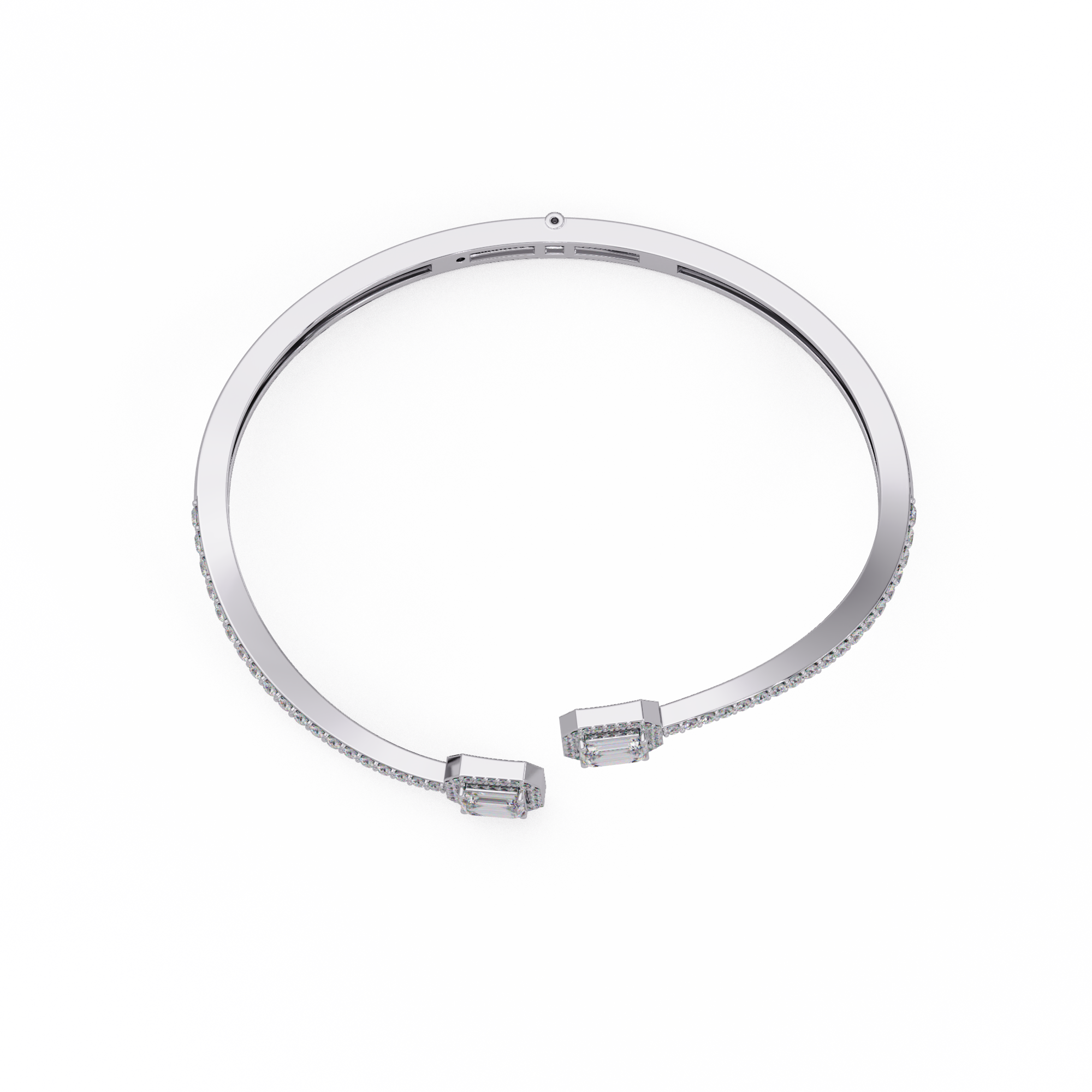 Emerald Cut Diamond Open Cuff Bangle Bracelet